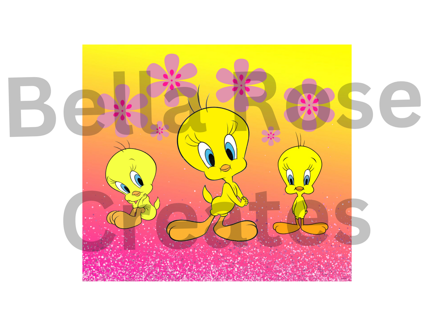 Little Yellow Cartoon Bird W/Flowers 20oz Tumbler