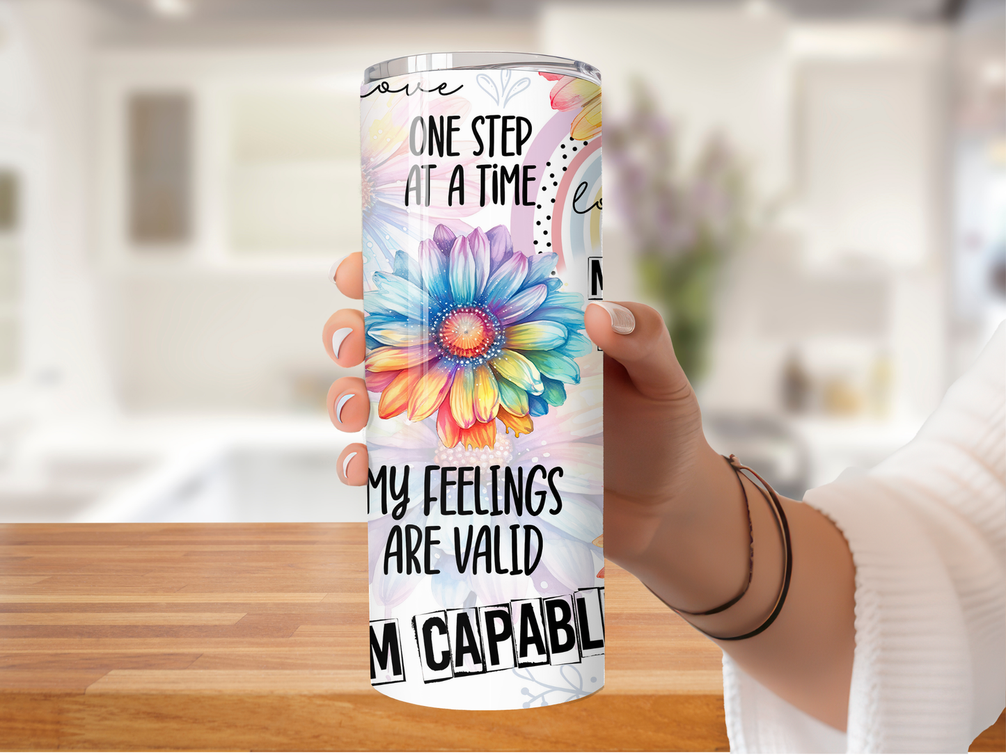 Rainbow Floral Affirmation 20oz Tumbler