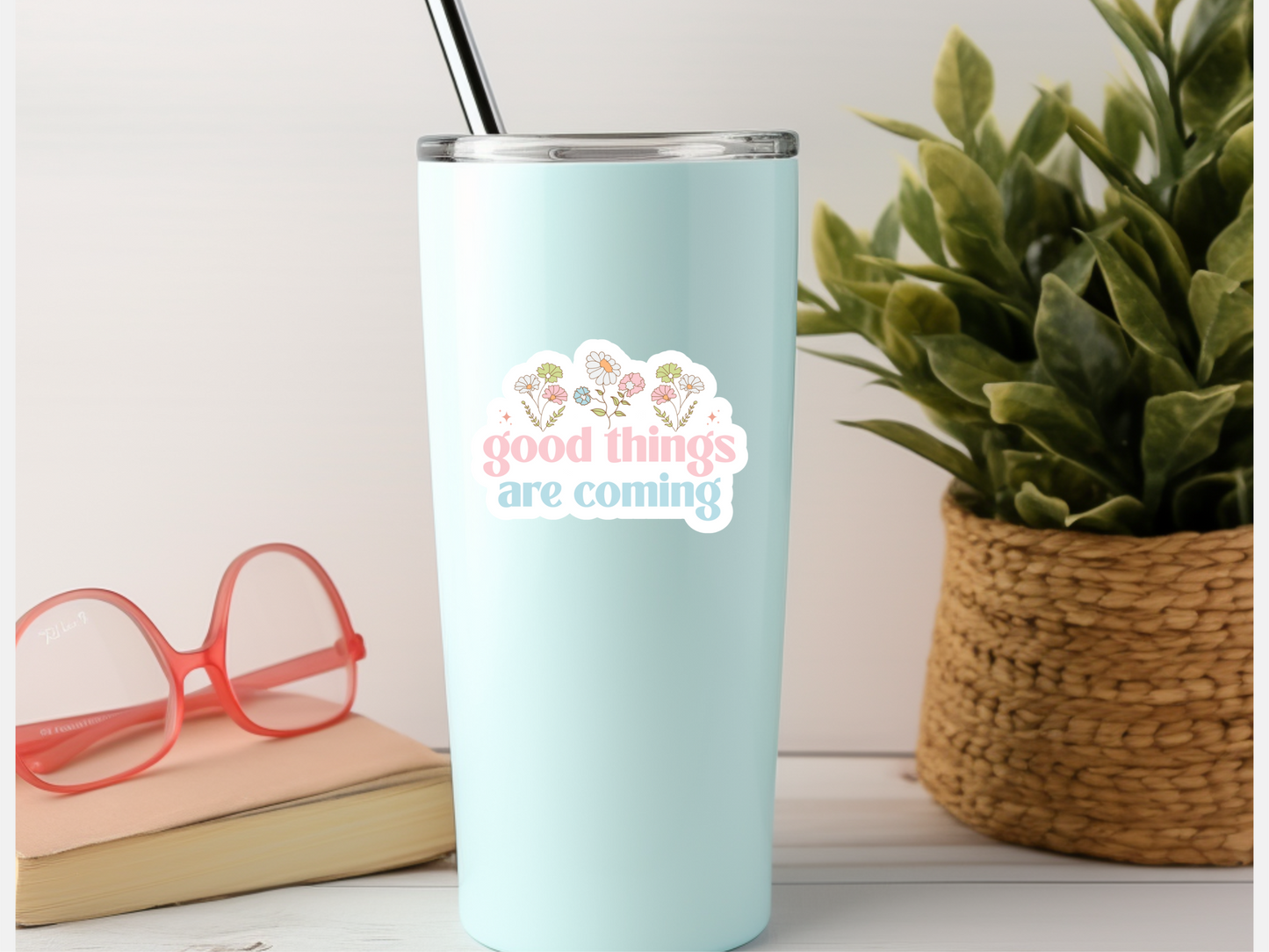 Pastel Good Things Are Coming Flower Sticker