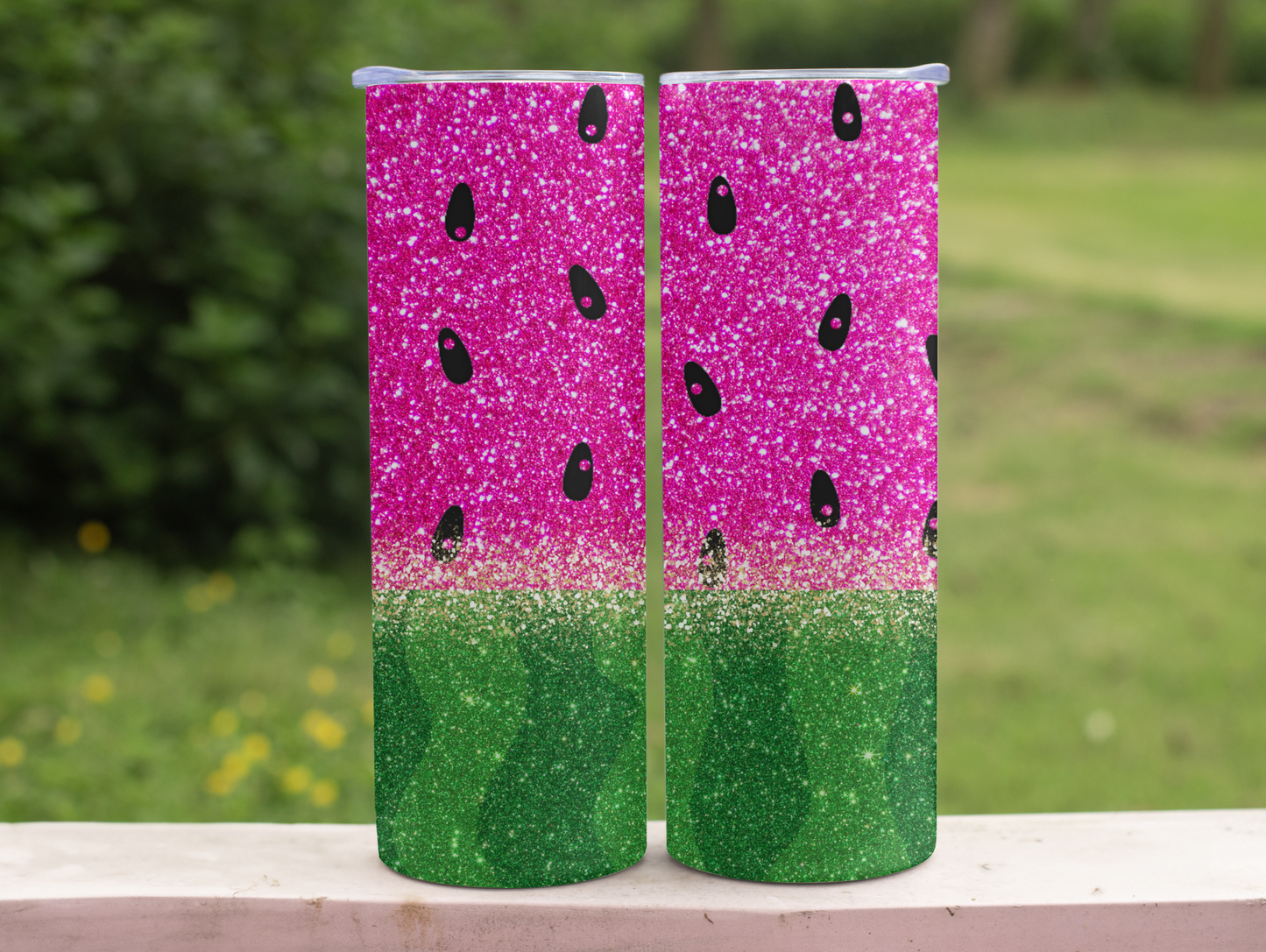 Watermelon W/Faux Glitter 20oz Tumbler