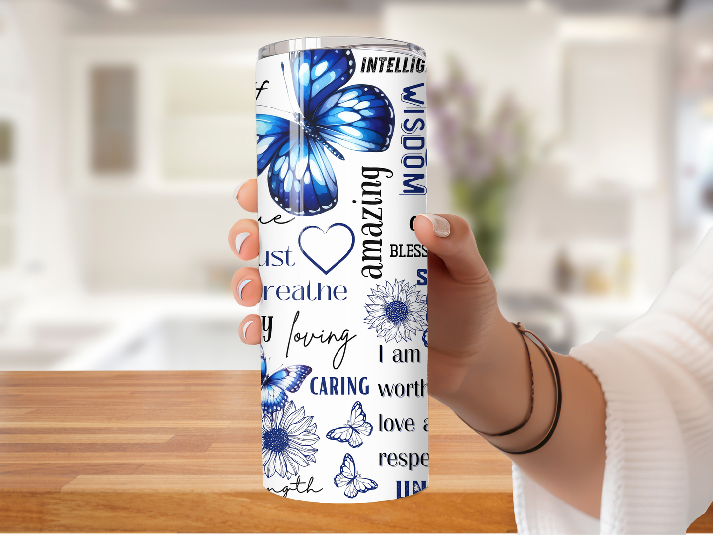 Blue Positivity Butterfly 20oz Tumbler
