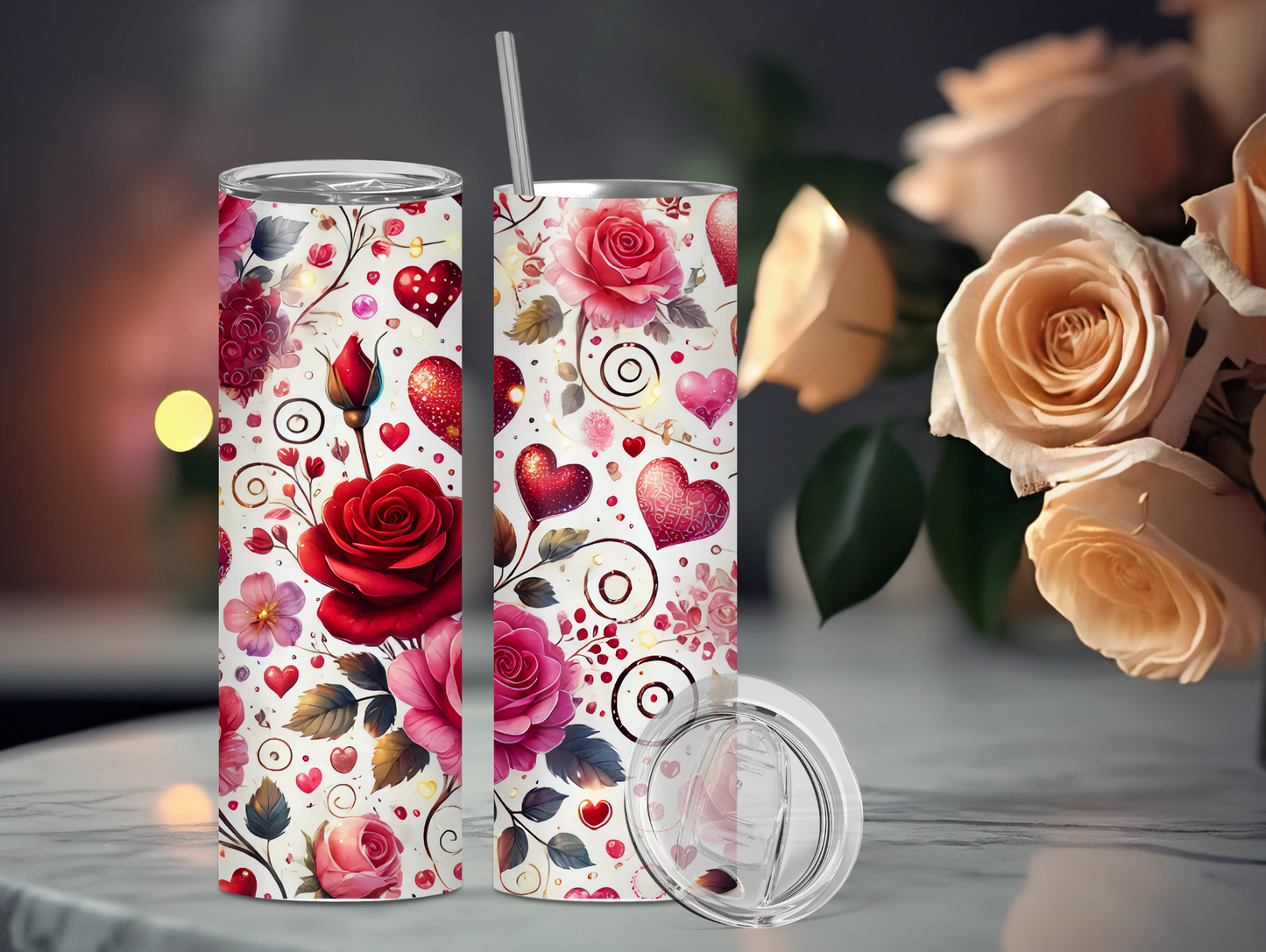 Valentine Roses & Hearts 20oz Tumbler