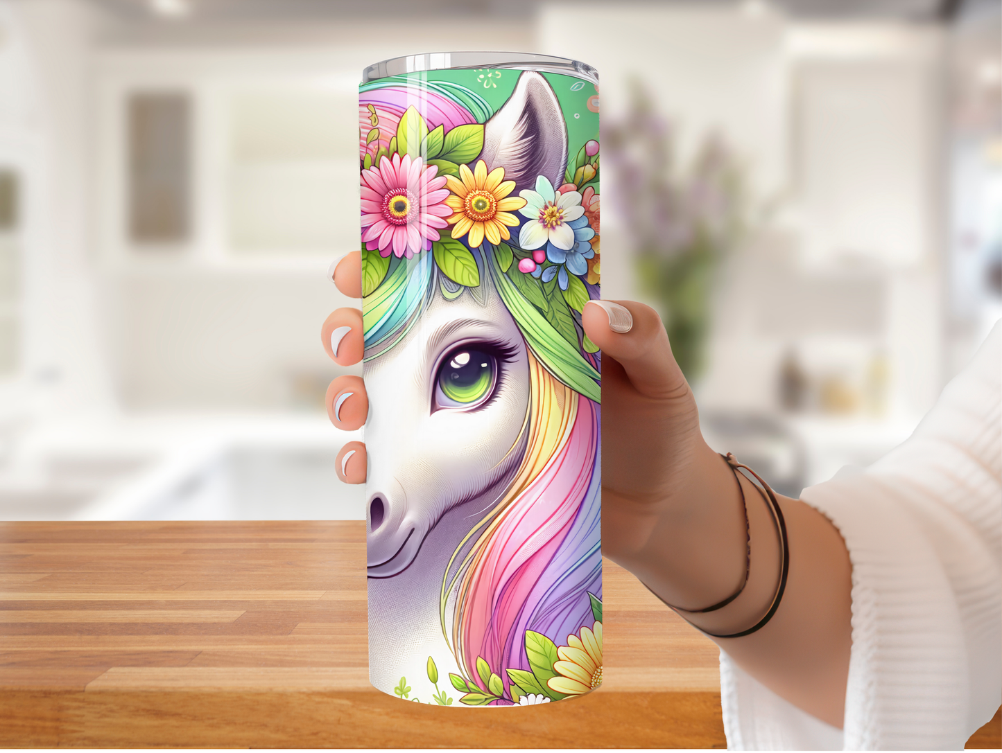 Pastel Rainbow Horse 20oz Tumbler