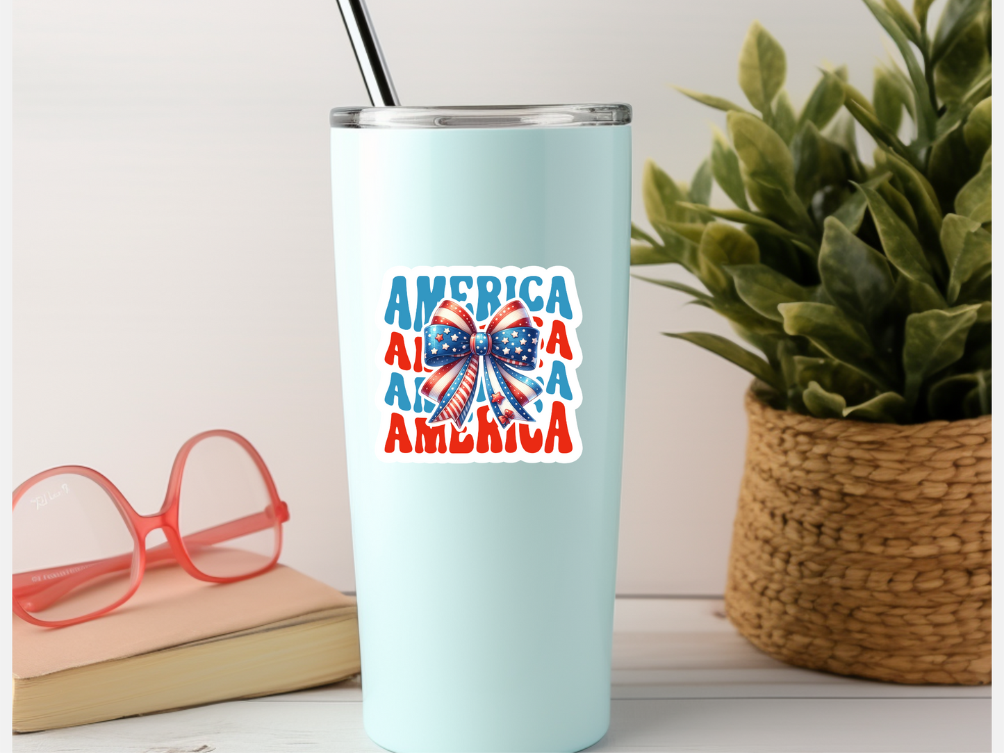 Stacked America Bow Sticker
