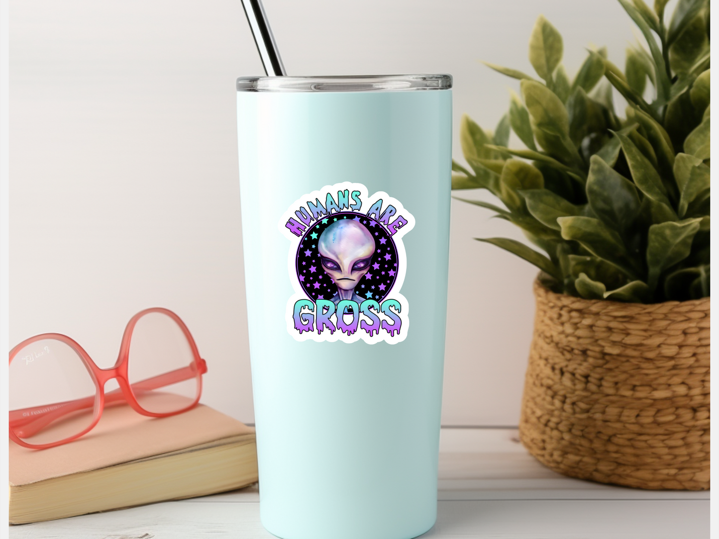 Humans Are Gross Alien Sticker