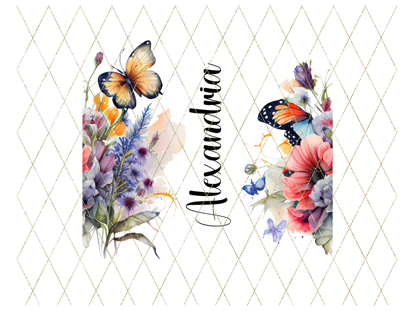 Watercolor Butterfly Floral Personalized Tumbler