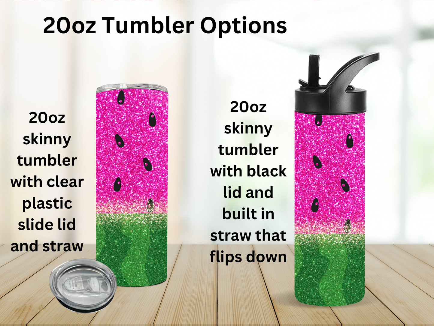 Watermelon W/Faux Glitter 20oz Tumbler
