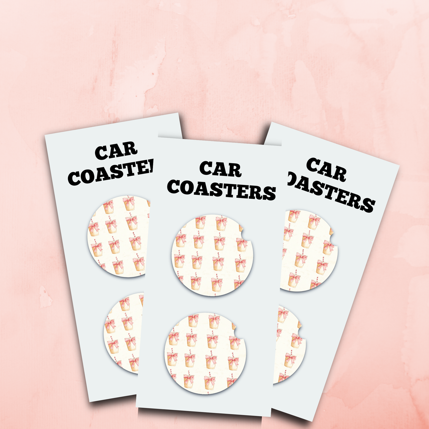 Pink Coquette Bow & Iced Coffee Car Coaster