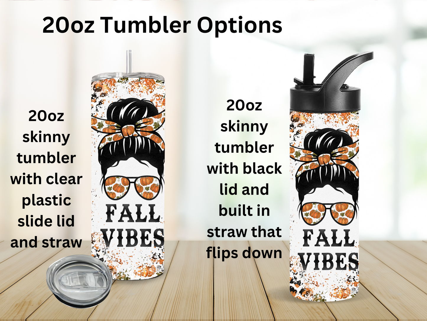 Fall Vibes Lady w/Glasses 20oz Tumbler
