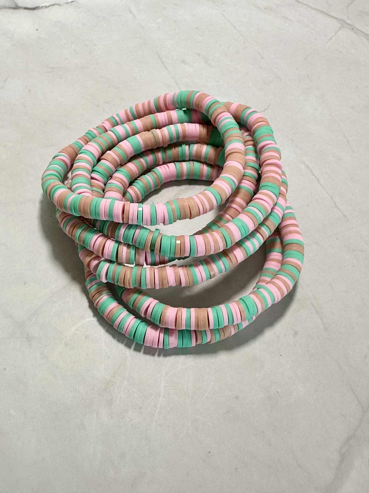 Minted Blossom Clay Beaded Bracelet