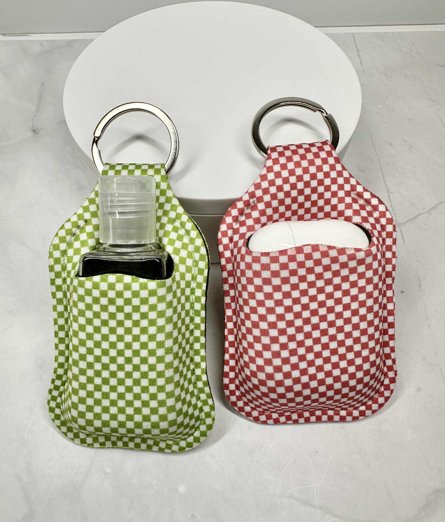 Hand Sanitizer/AirPod Holder Keychain_Checkered
