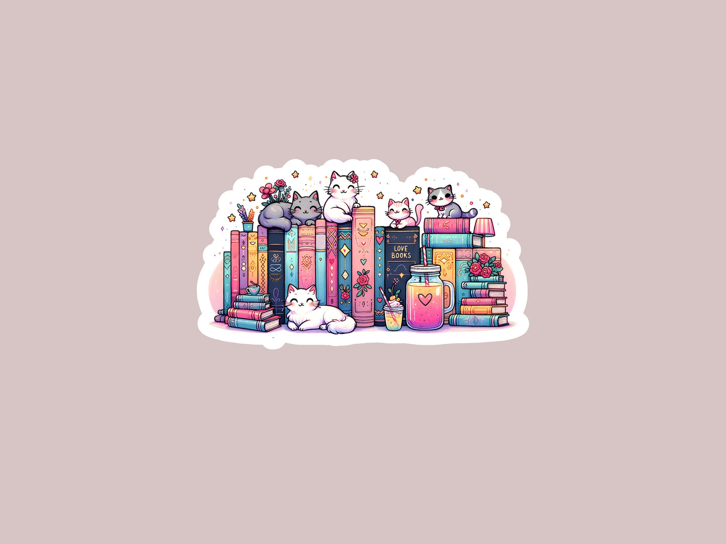 Cats and Books Sticker