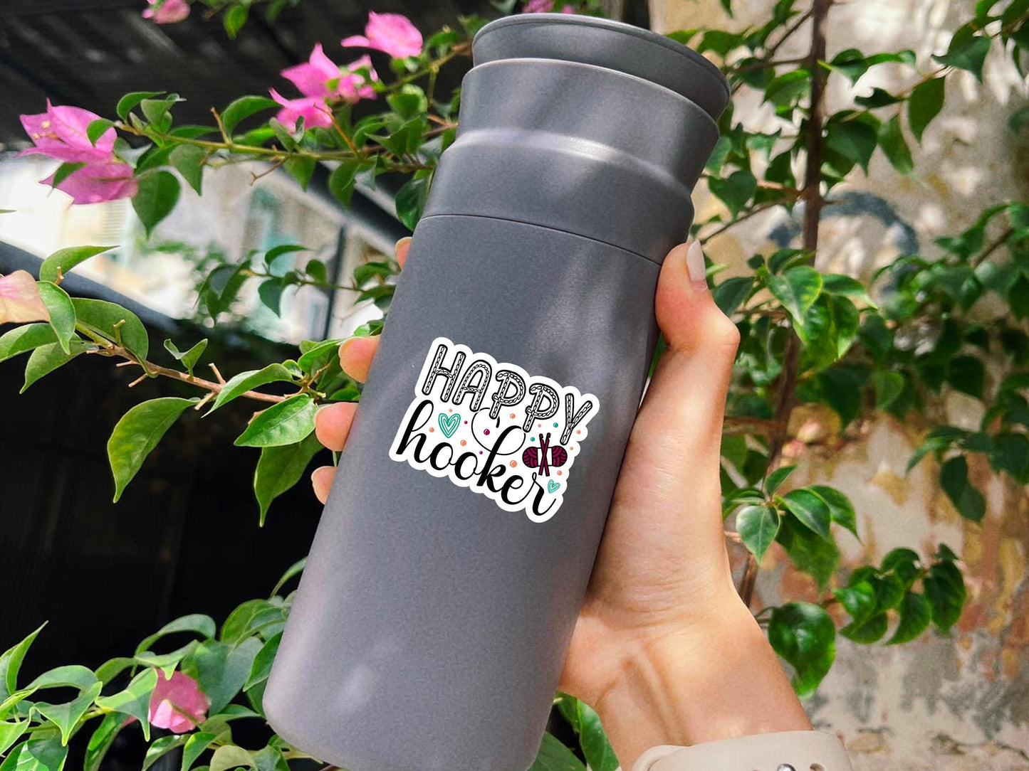 Happy Hooker Crochet Sticker