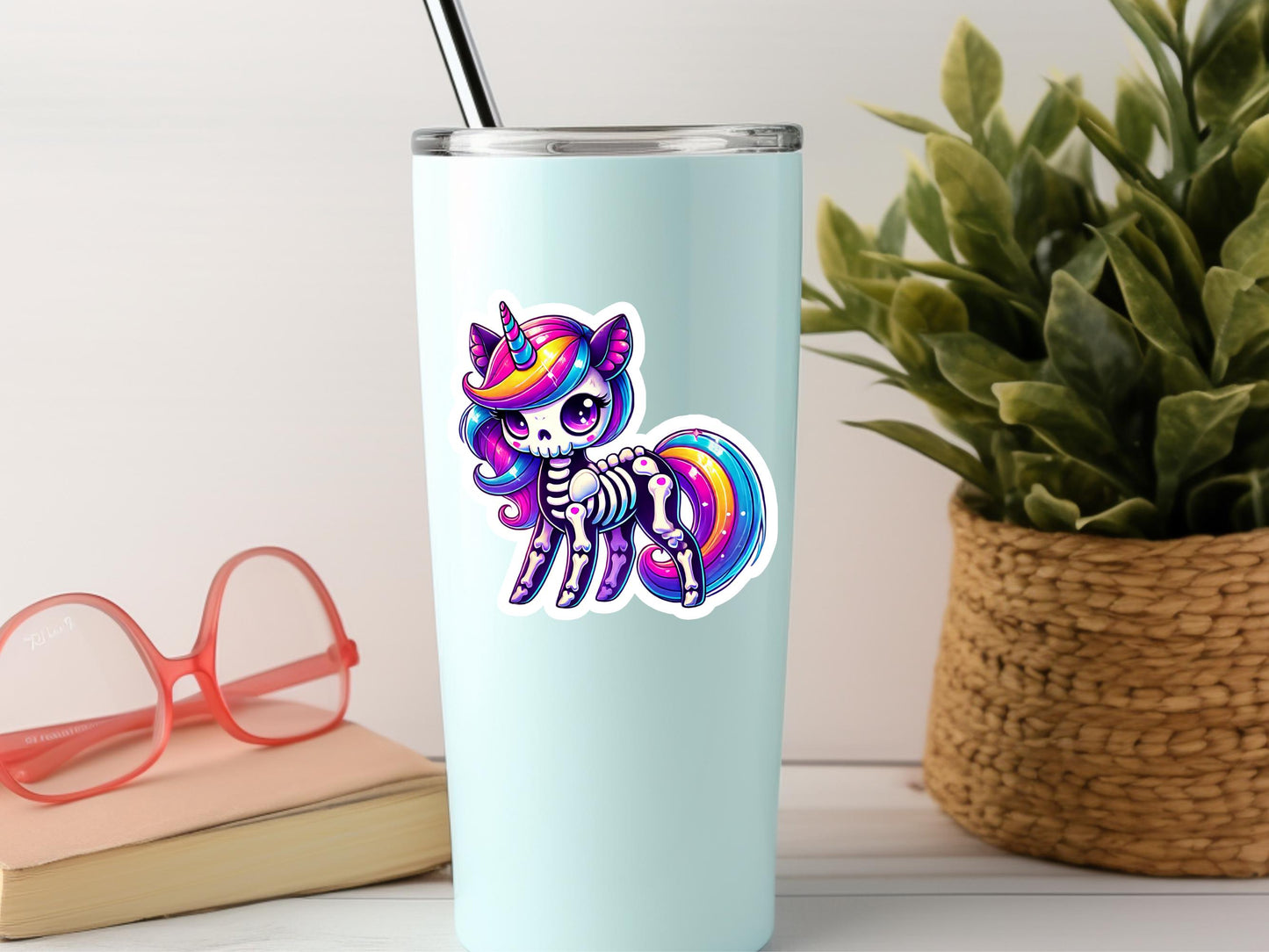 Rainbow Skeleton Unicorn Sticker