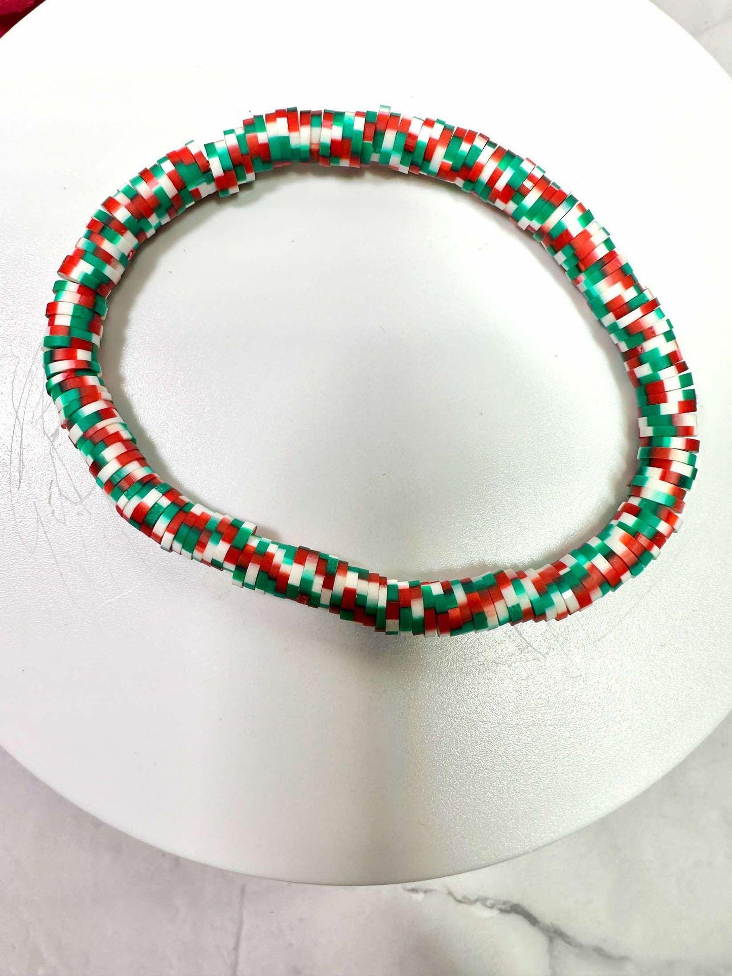 Single Strand Christmas Heishi Bracelet