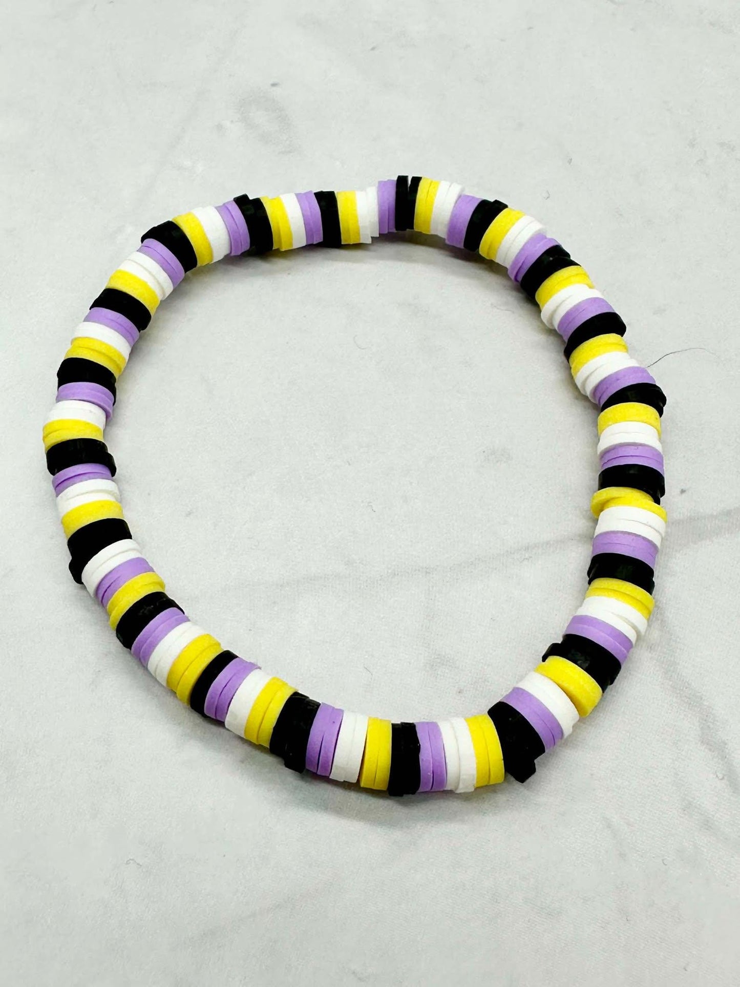Single Strand Non Binary Pride Clay Beaded Bracelet