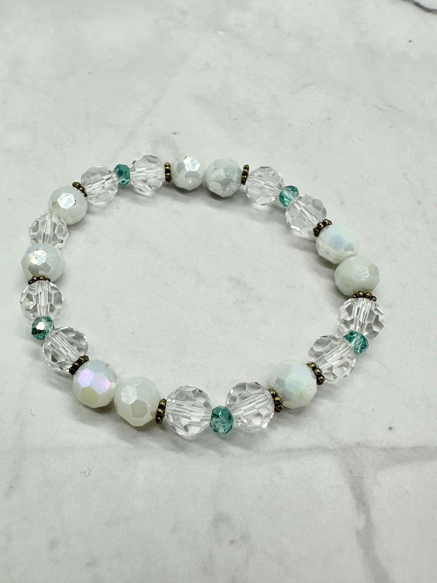 Single Strand Frosted Crystal Beaded Stretch Bracelet