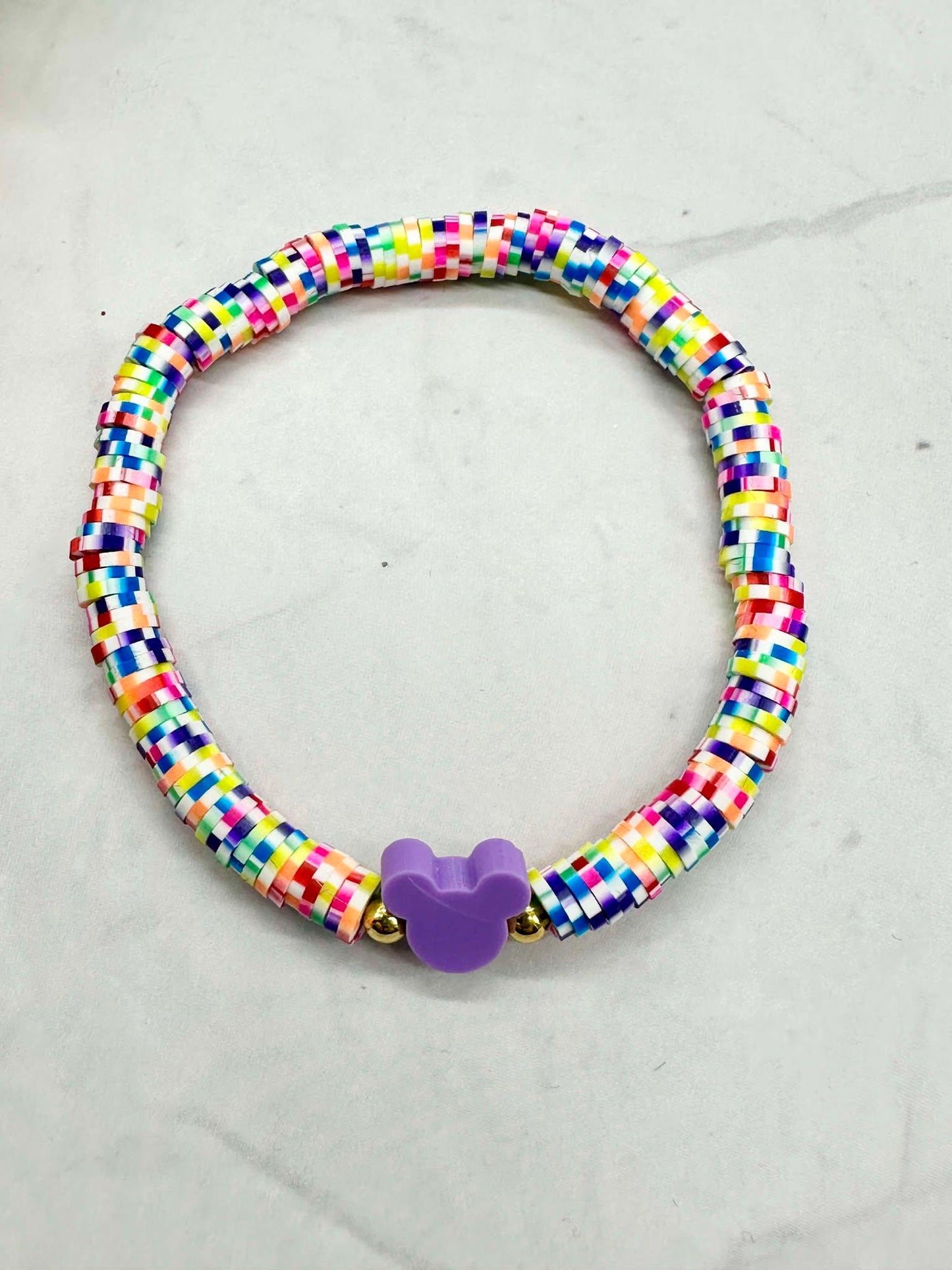Colorful Clay Heishi Beaded Stretch Bracelet: Handmade Stacker