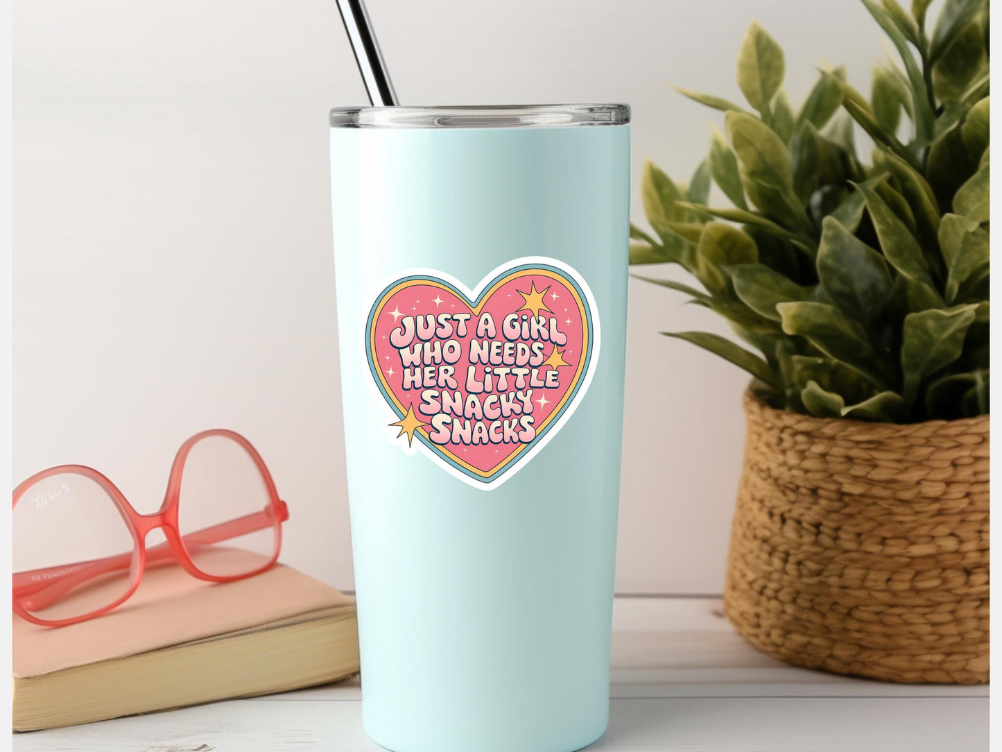 Just A Girl Who Needs Her Little Snacky Snacks Heart Sticker