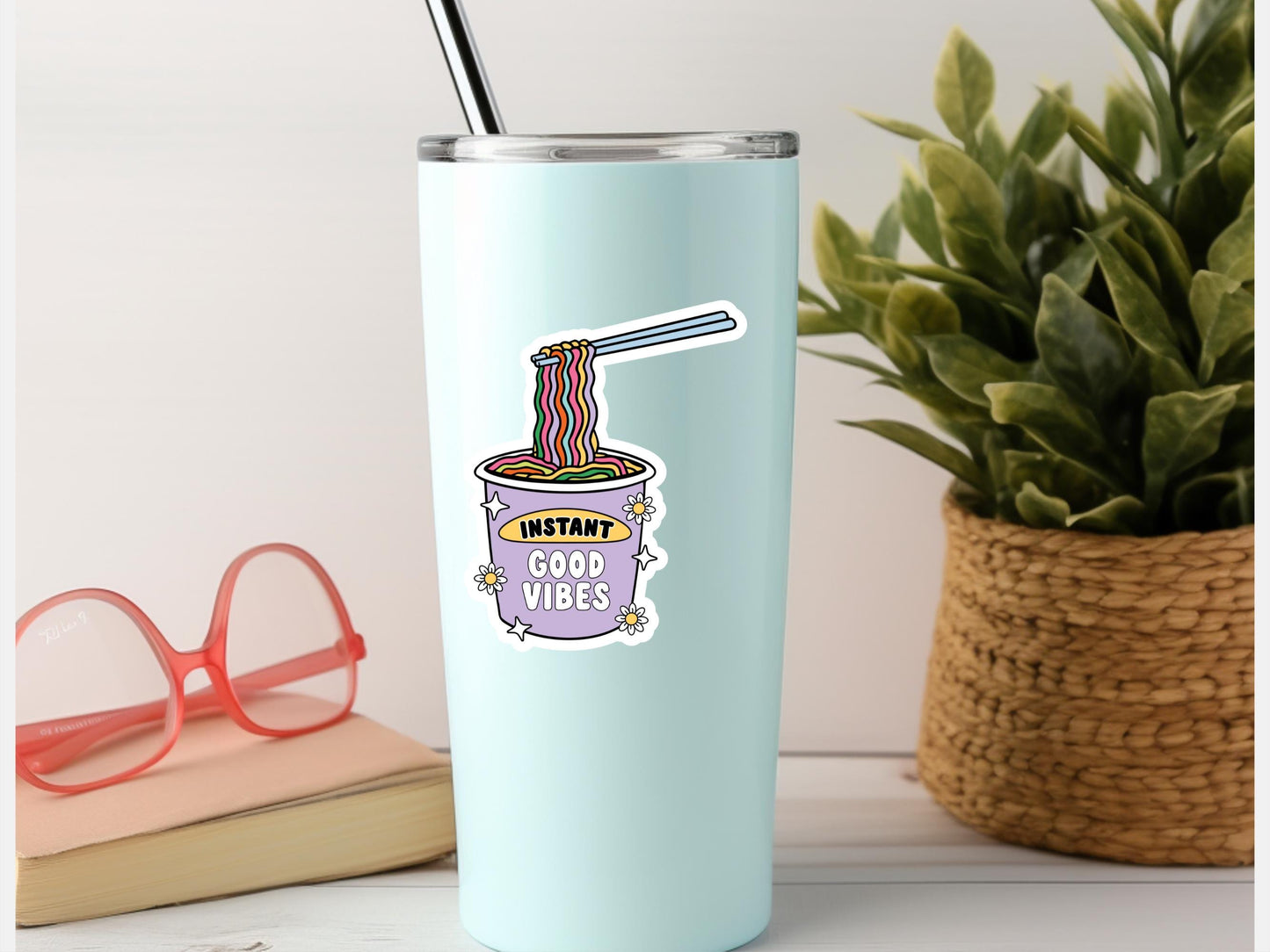 Good Vibes Noodles Sticker: Matte Vinyl Laptop Decal