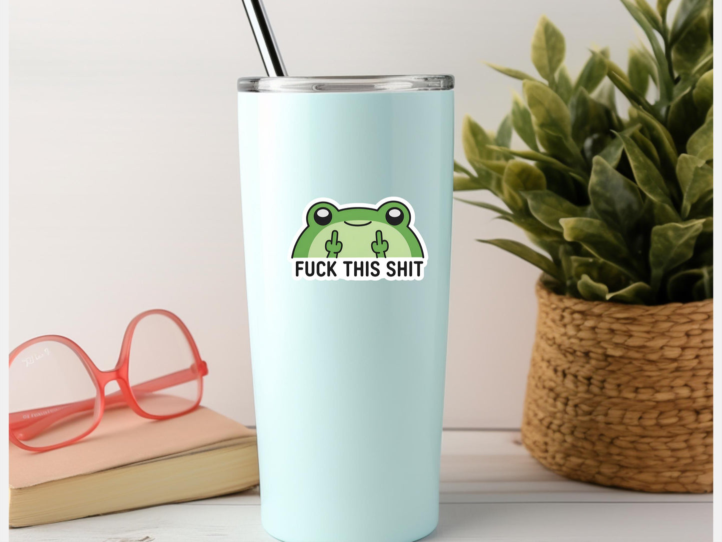 Funny Frog Sticker: "Fuck This Shit" Curse Word Humor