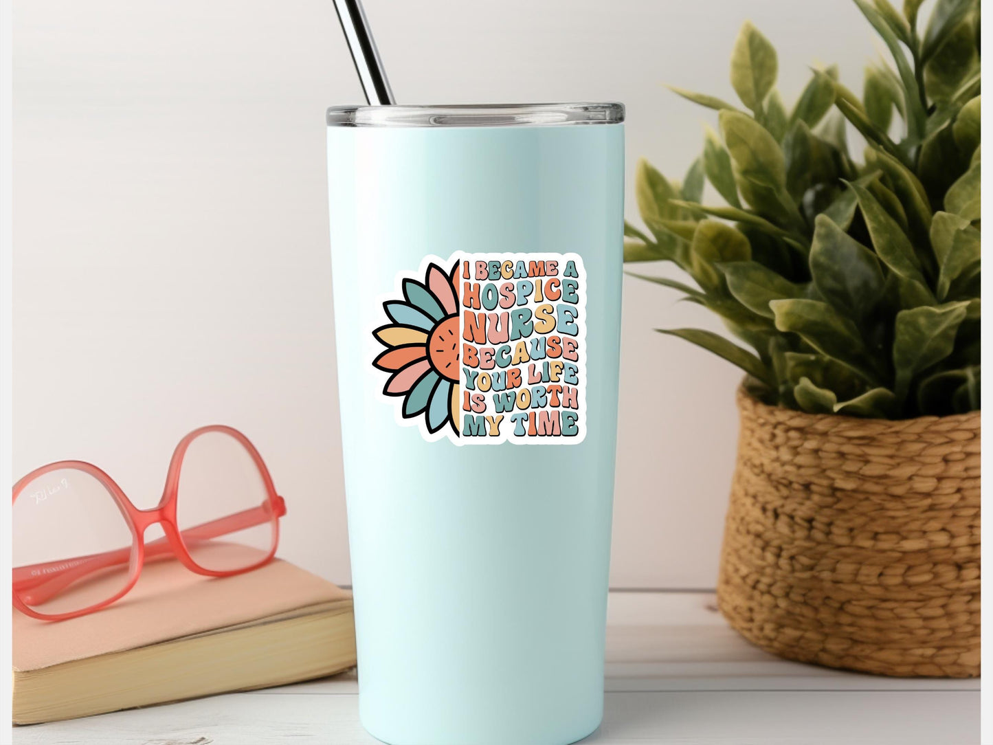 Hospice Nurse Flower Sticker: Durable Matte Vinyl Laptop Decal