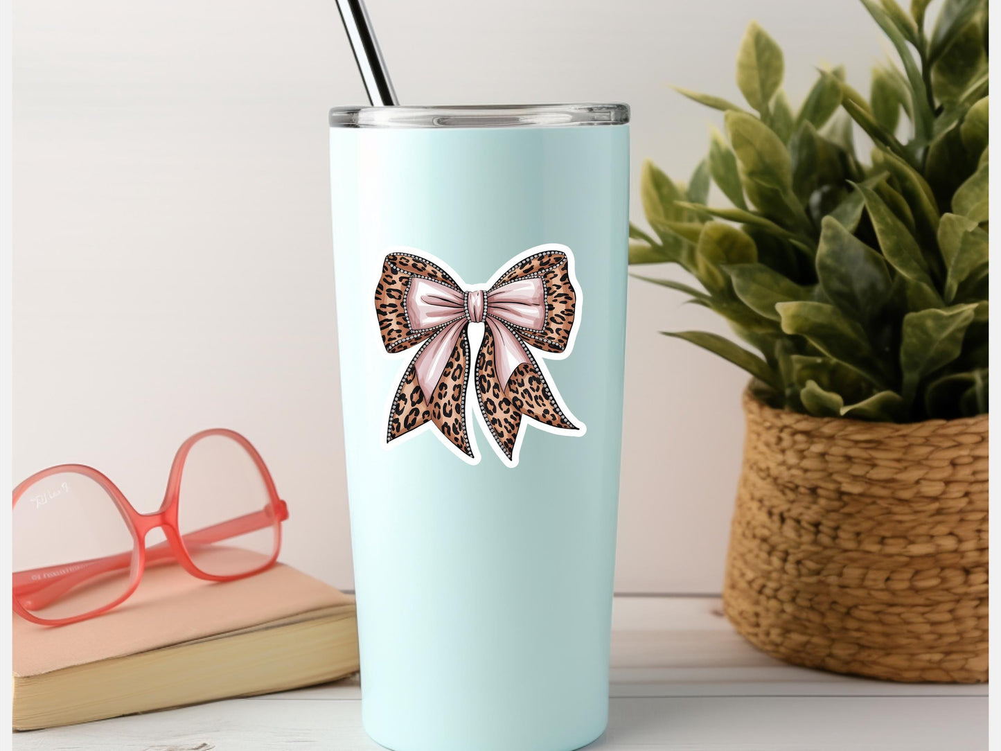 Animal Print and Pink Bow Sticker