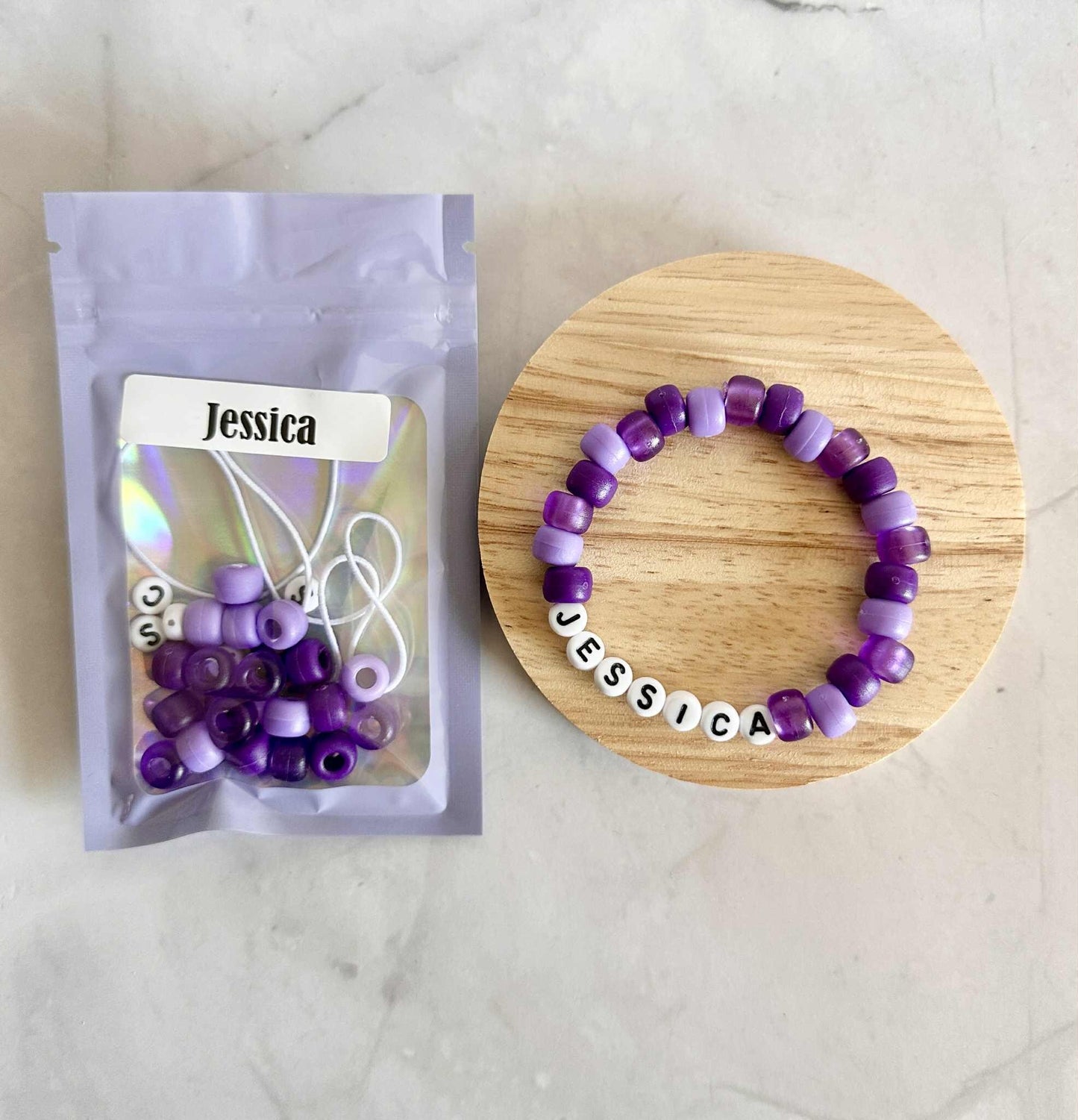 DIY Purple Jelly Bracelet Kit: Personalized Name Bracelet Party Favor