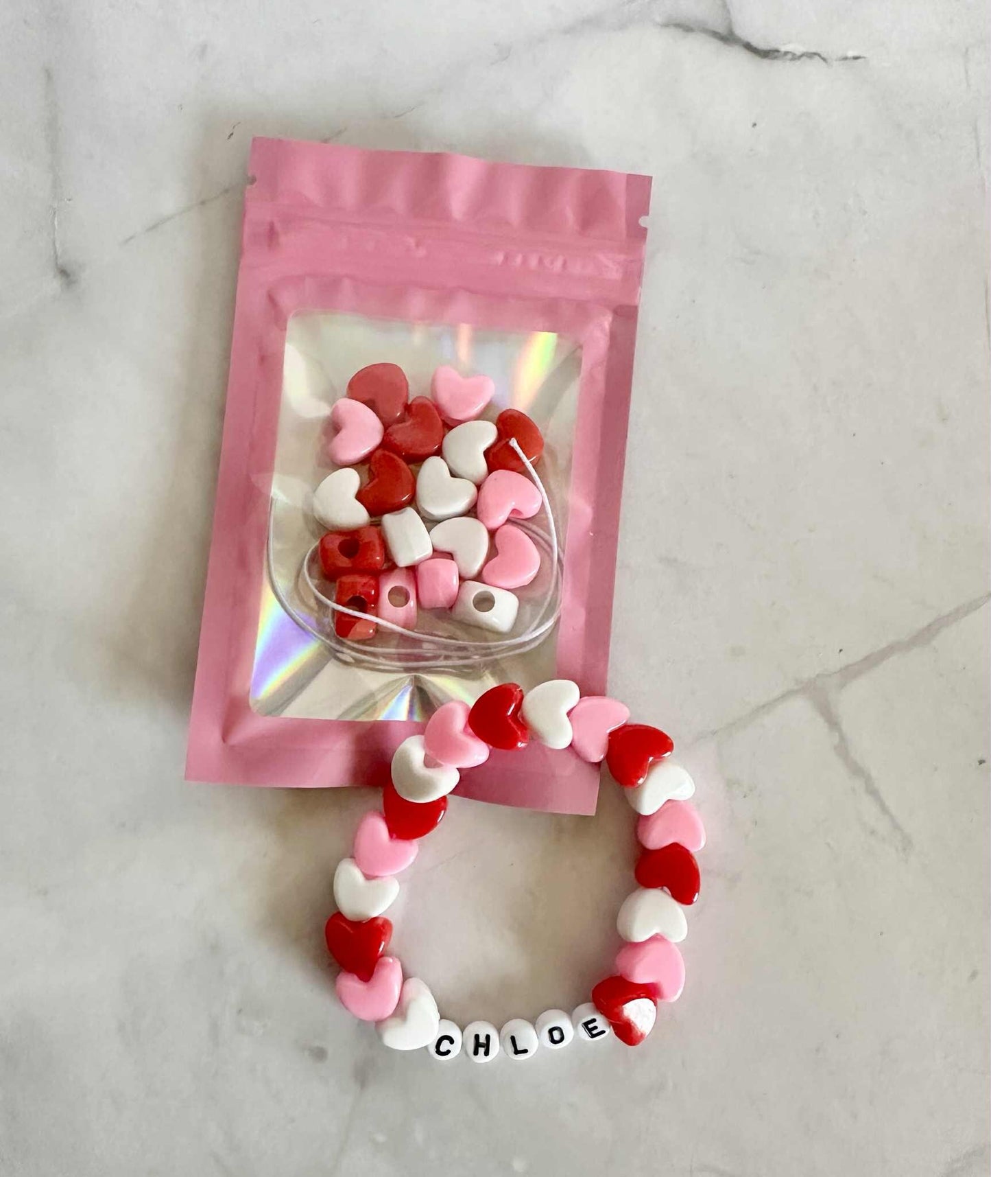 DIY Hearts Bracelet Kit: Custom Name, Birthday Party Favor
