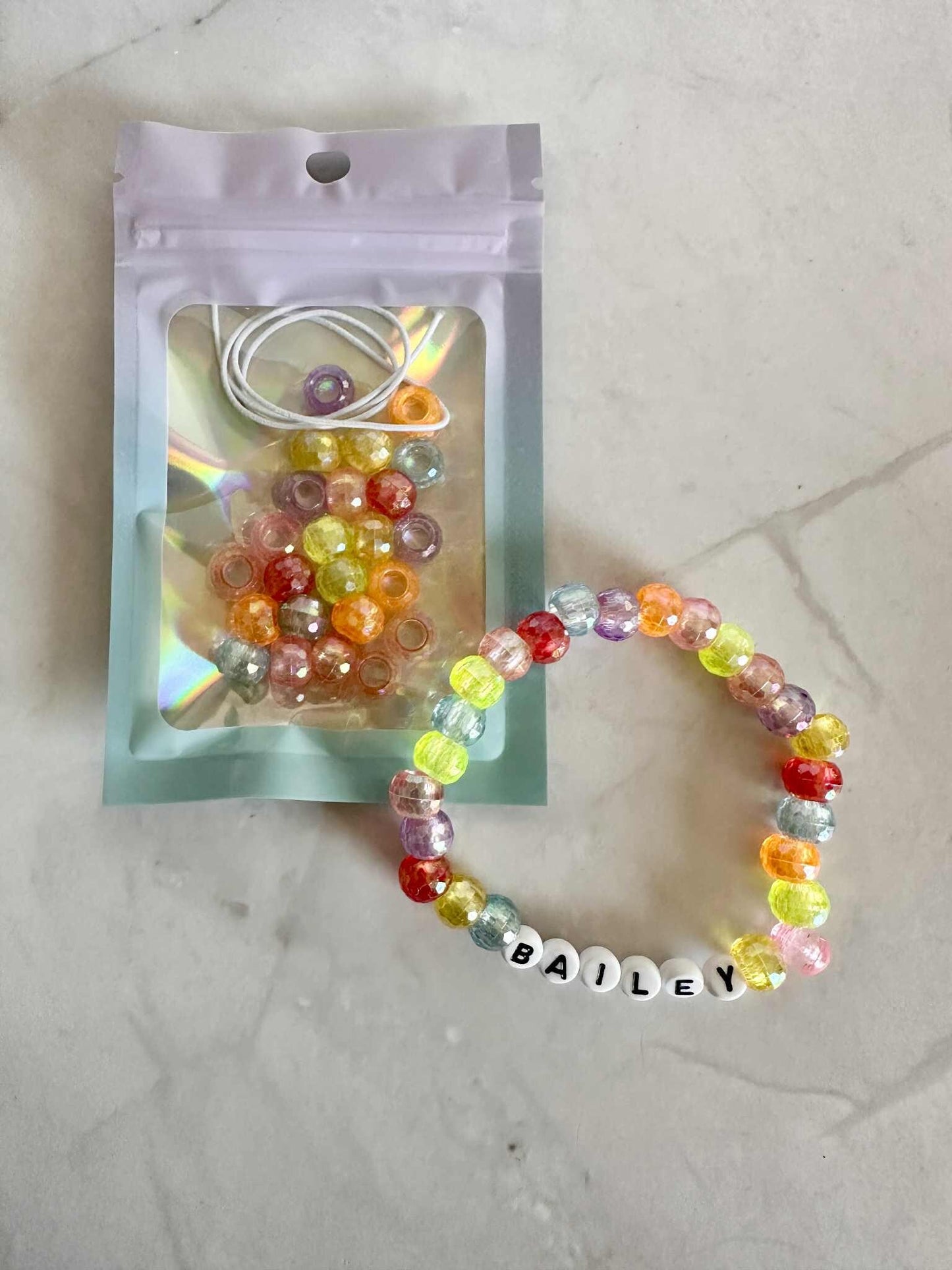 DIY Rainbow Glitter Bracelet Kit: Personalized Name Bracelet Party Favor