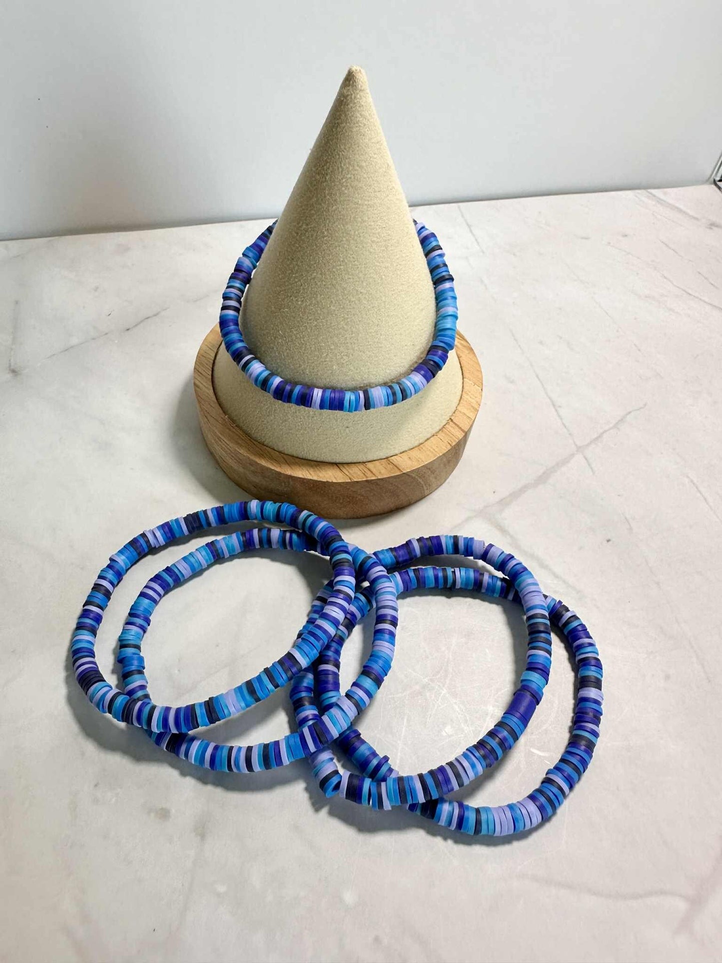 Single Strand Blueberry Clay Heishi Bead Bracelet