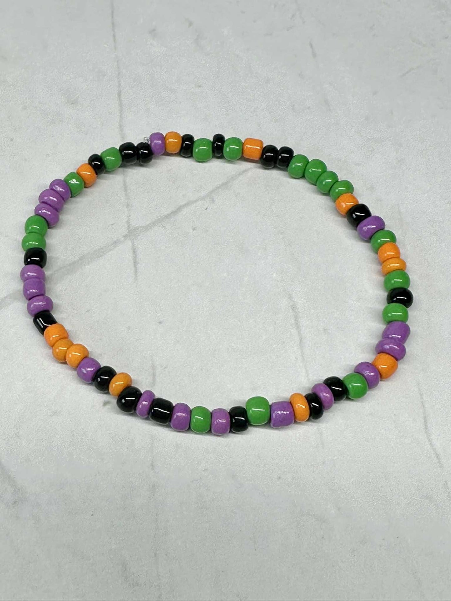 Single Strand Halloween Seed Bead Stretch Bracelet