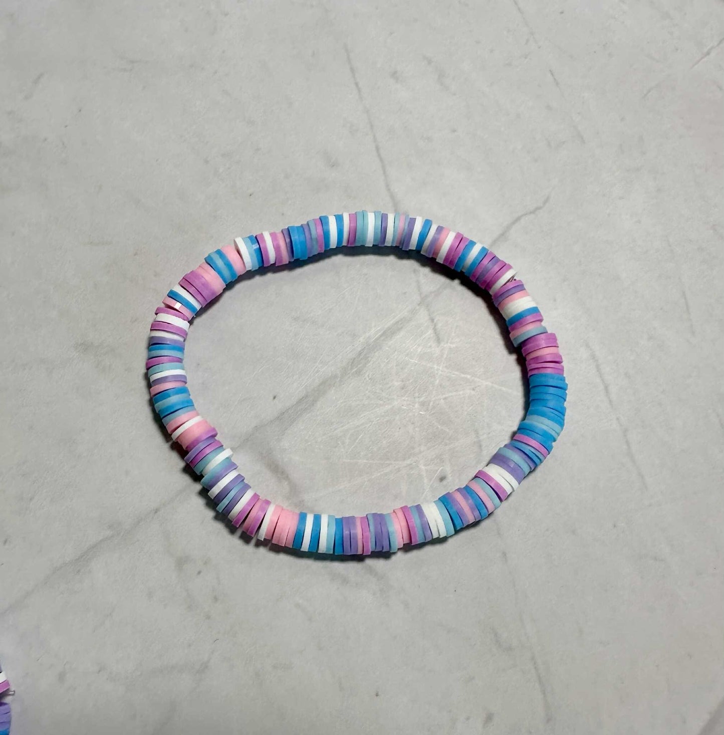 Single Strand Cotton Candy Clay Heishi Bead Bracelet