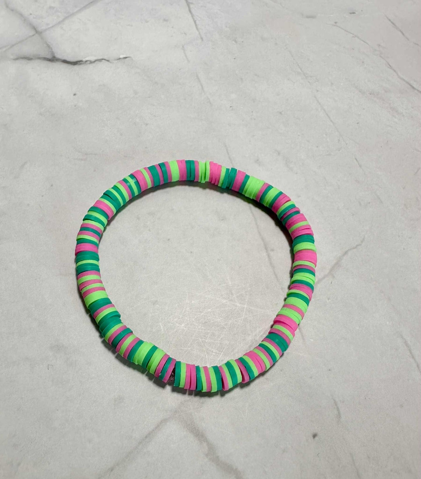 Single Strand Flamingo Grove Clay Heishi Bead Bracelet