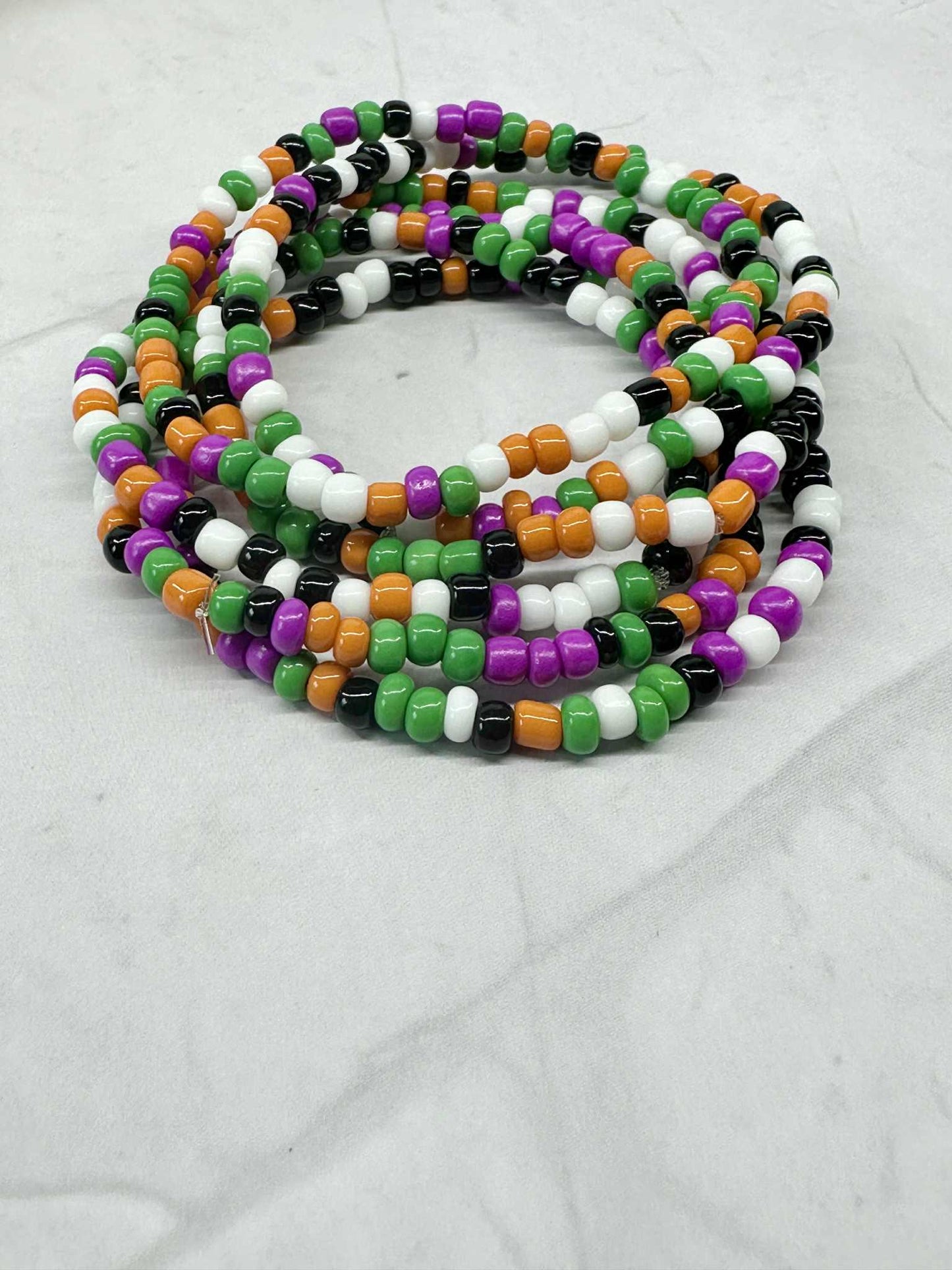 Single Strand Halloween Seed Bead Bracelet