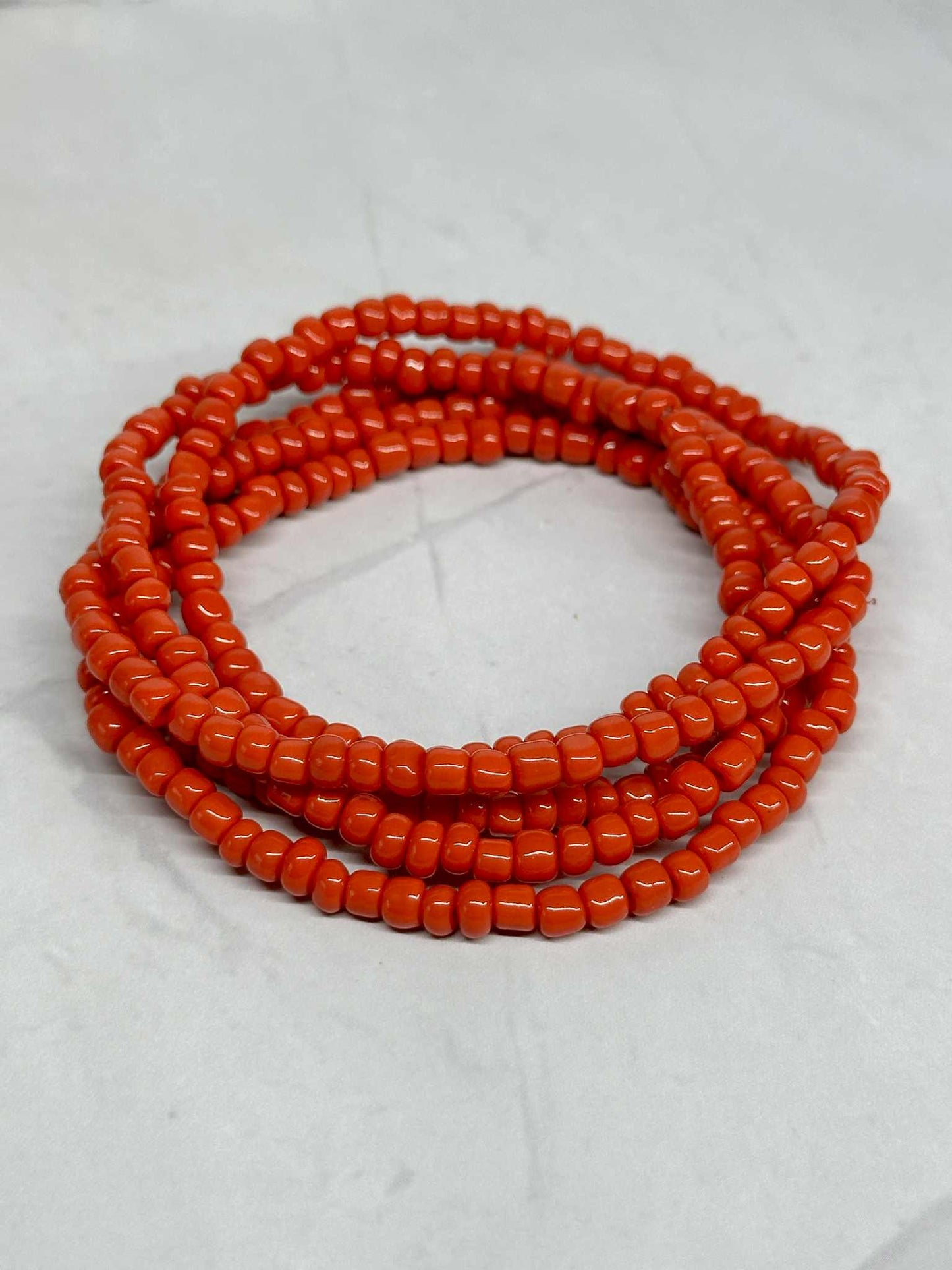 Single Strand Red Seed Bead Stretch Bracelet