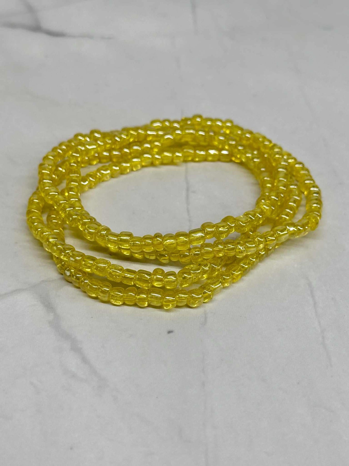 Single Strand Yellow Translucent Seed Bead Stretch Bracelet