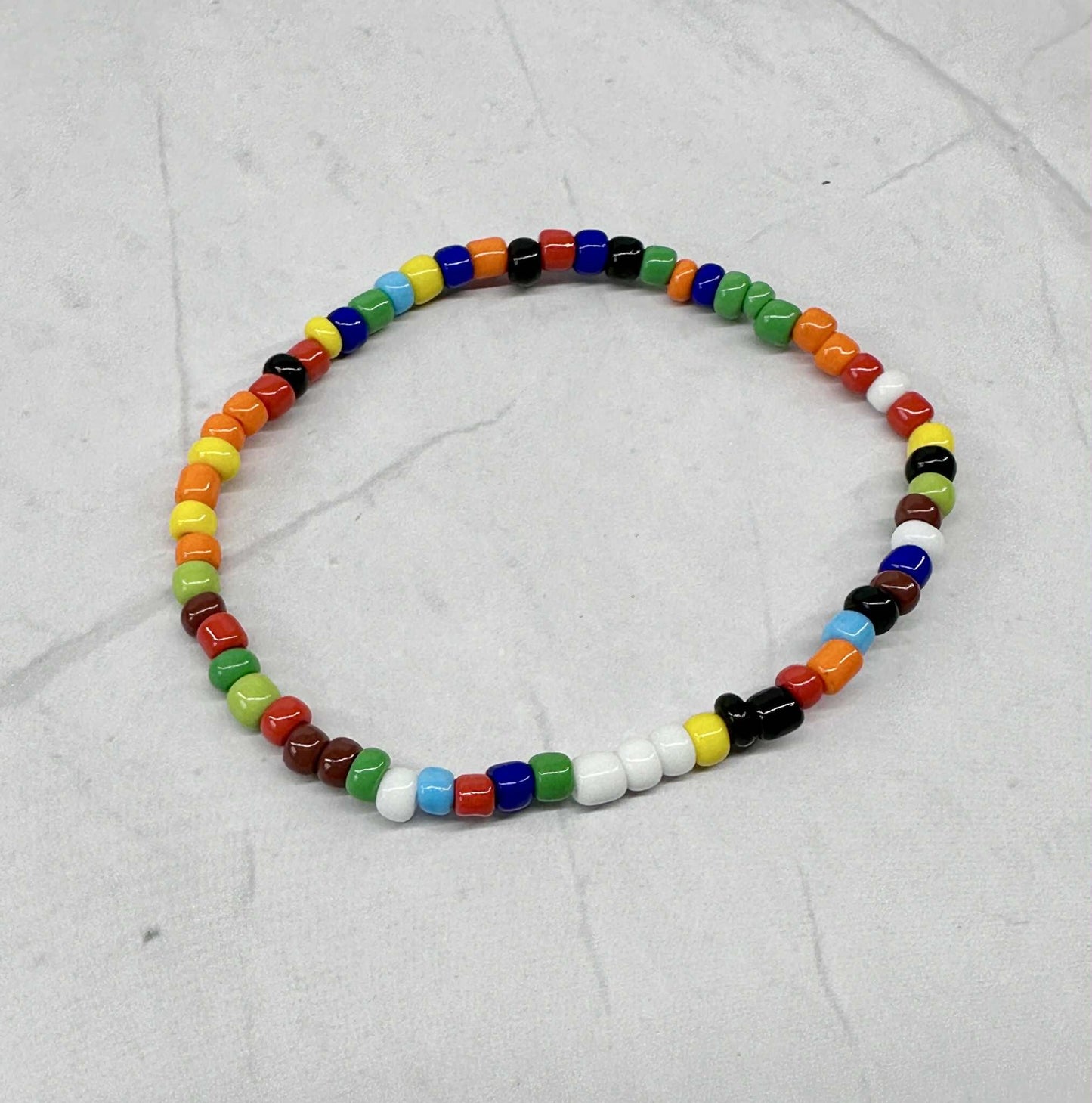 Single Strand Multi Color Seed Bead Stretch Bracelet