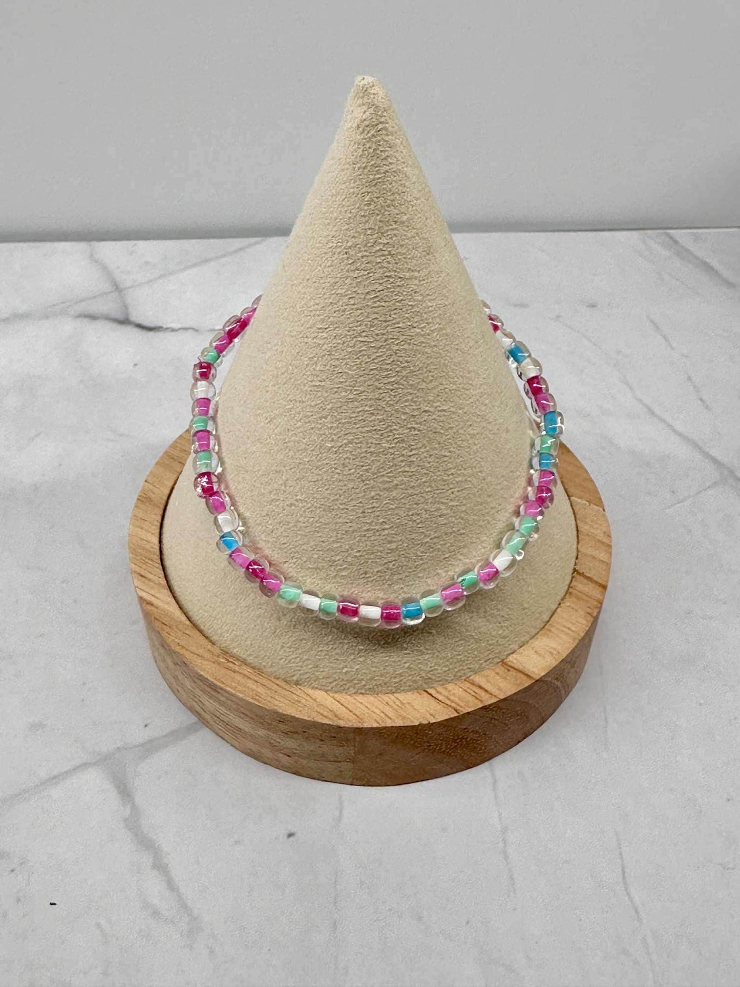 Single Strand Multi Spring Garden Seed Bead Stretch Bracelet