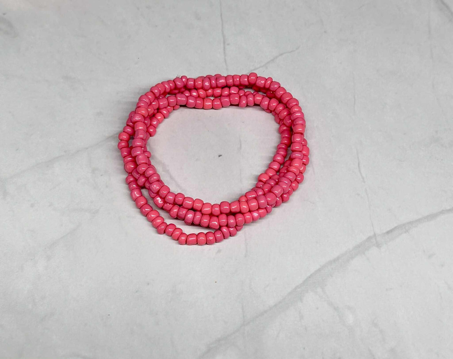 Single Strand Coral Seed Bead Stretch Bracelet