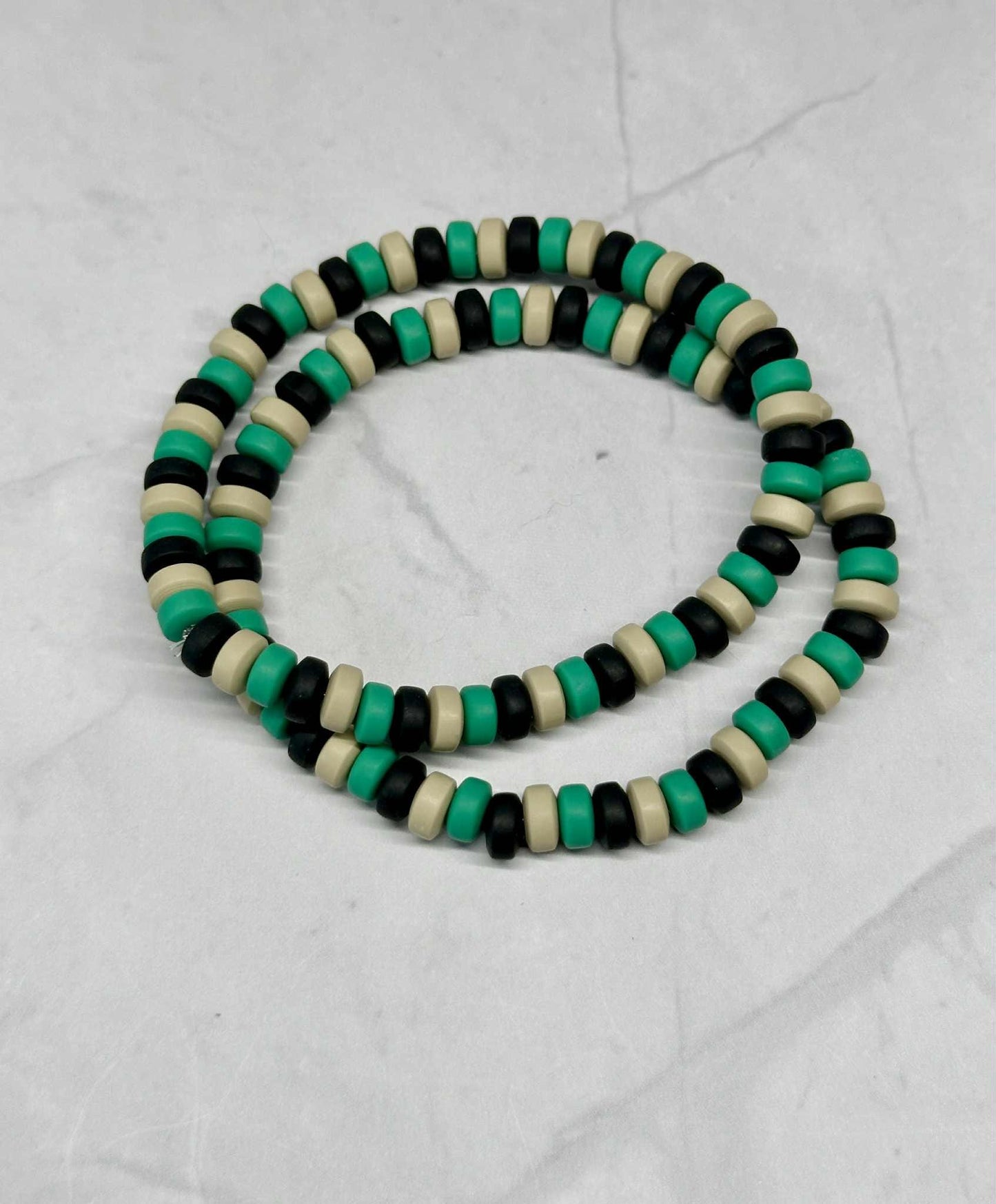 Single Strand Chunky Clay Beaded Stretch Bracelet