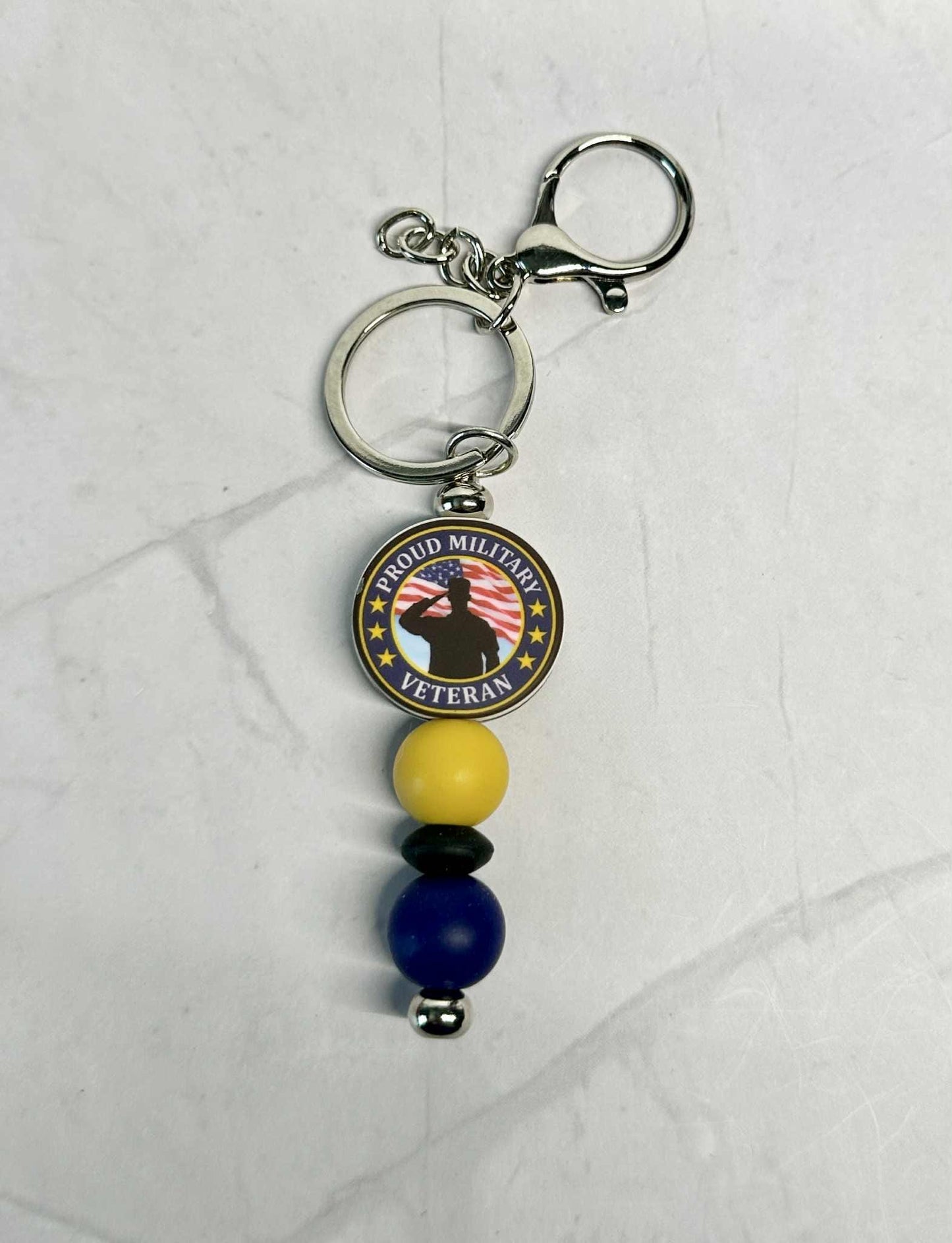 Proud Veteran Silicone Keychain, Silicone Bead Keychain, Zipper Pull