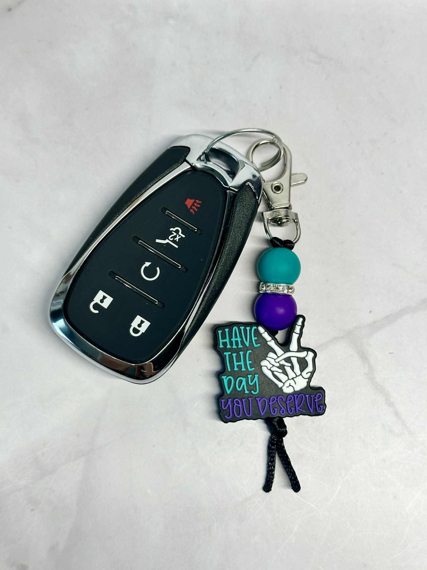 Have The Day You Deserve Keychain, Silicone Bead Keychain, Zipper Pull