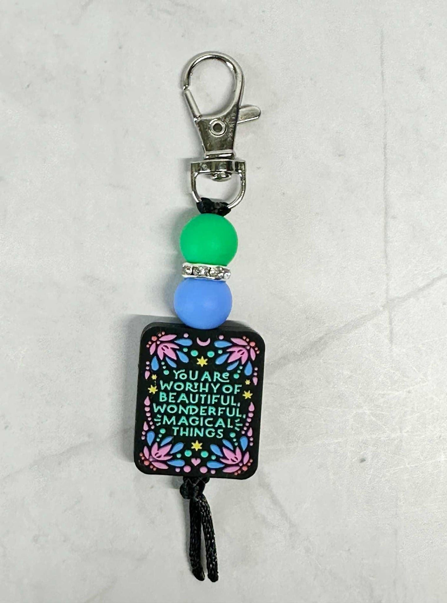 You Are.. Motivational Keychain, Silicone Bead Keychain, Zipper Pull