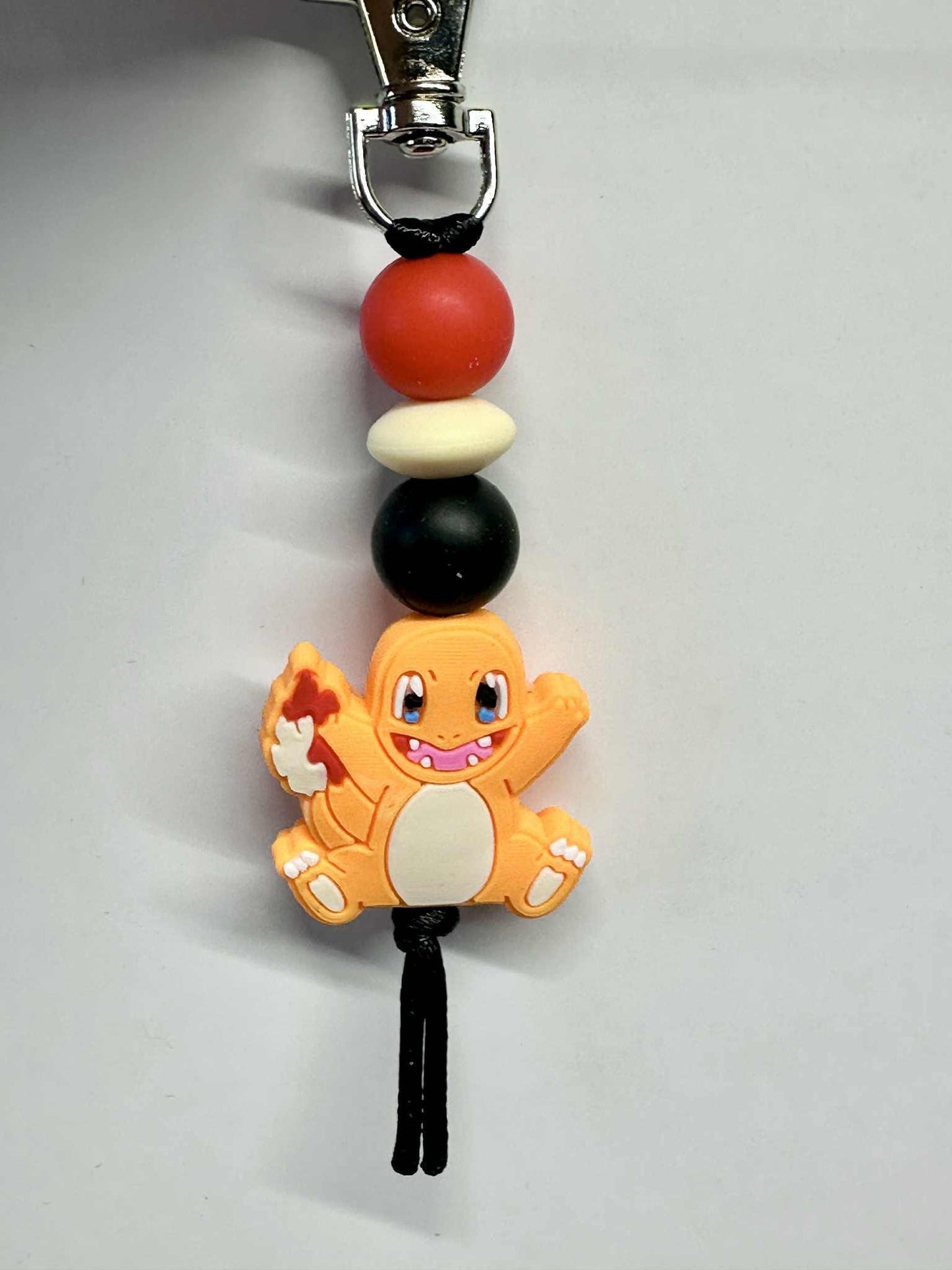 Orange Reptile Keychain, Silicone Bead Keychain, Zipper Pull