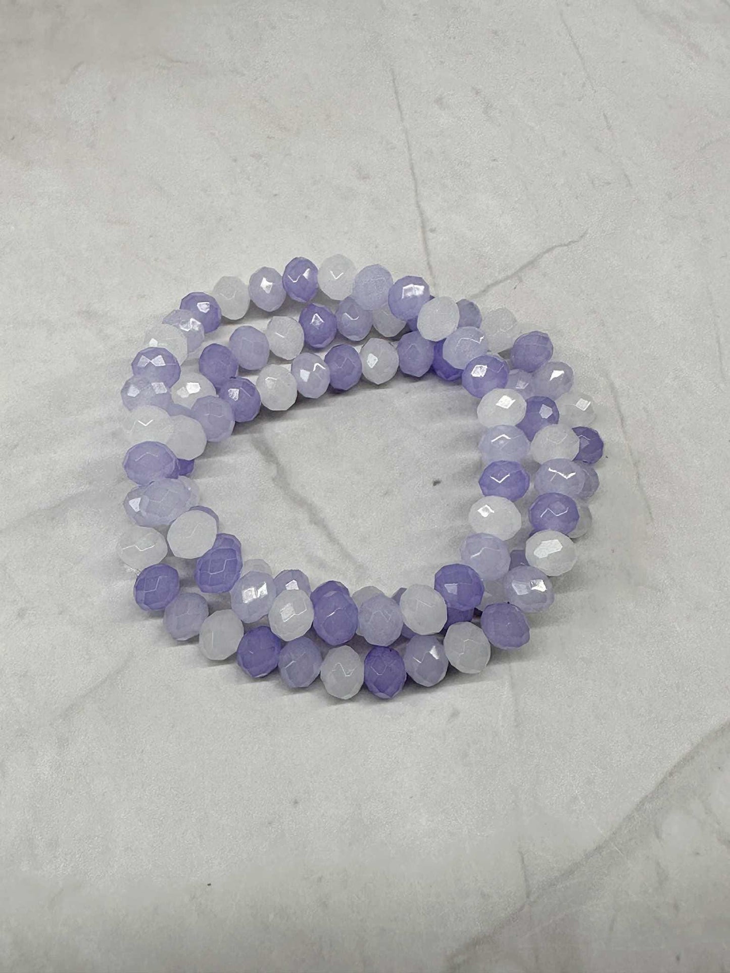 Single Strand Purple Glass Beaded Stretch Bracelet