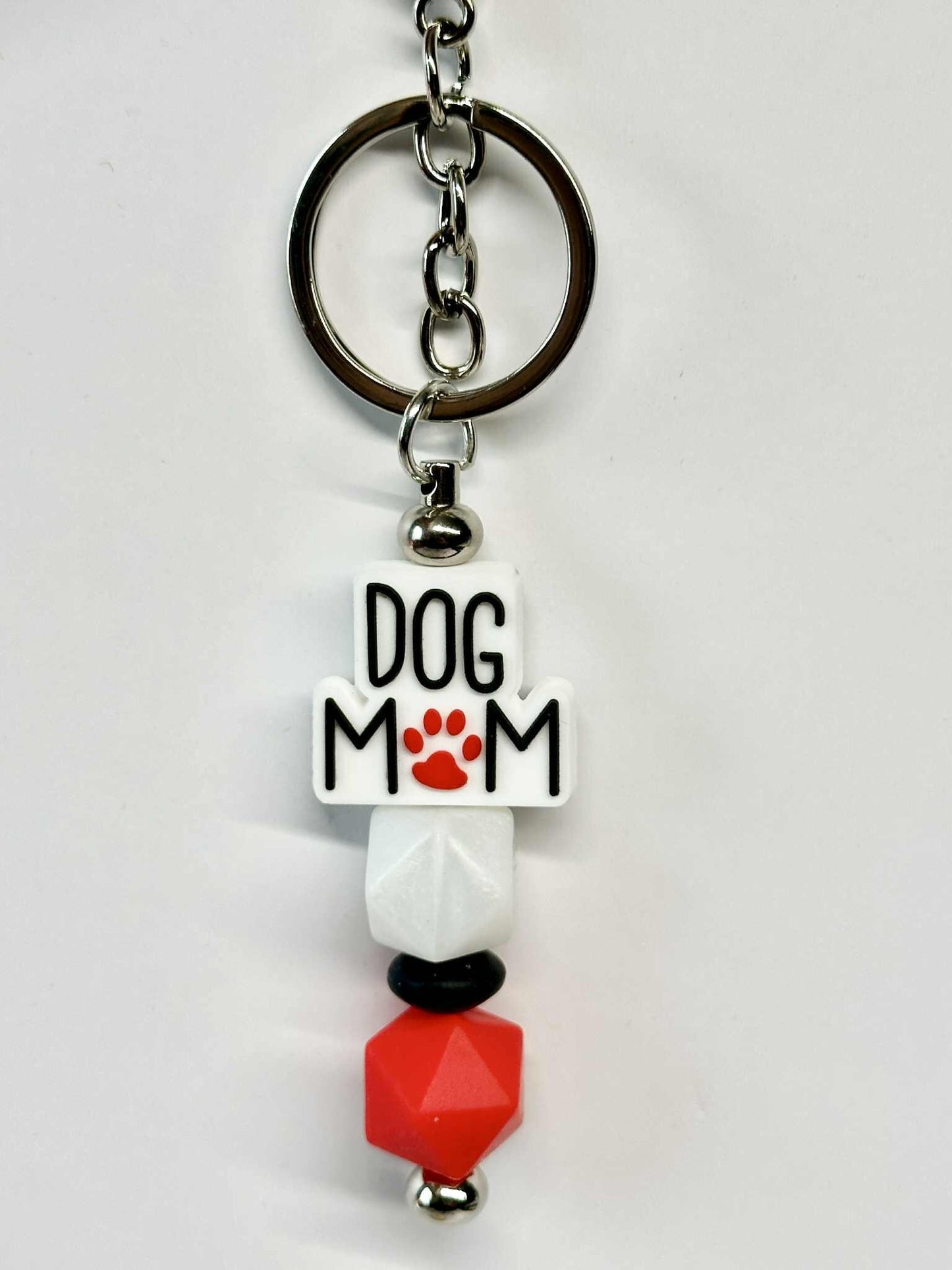 Cute Dog Mom Silicone Keychain, Silicone Bead Keychain, Zipper Pull