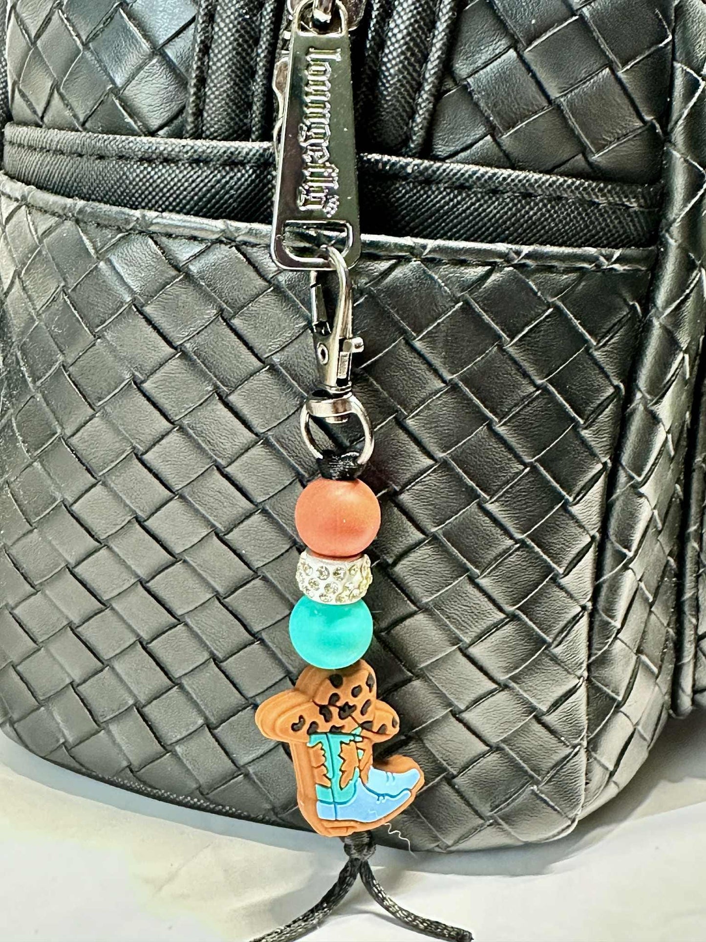 Cowboy Boots Keychains, Silicone Bead Keychain, Zipper Pull