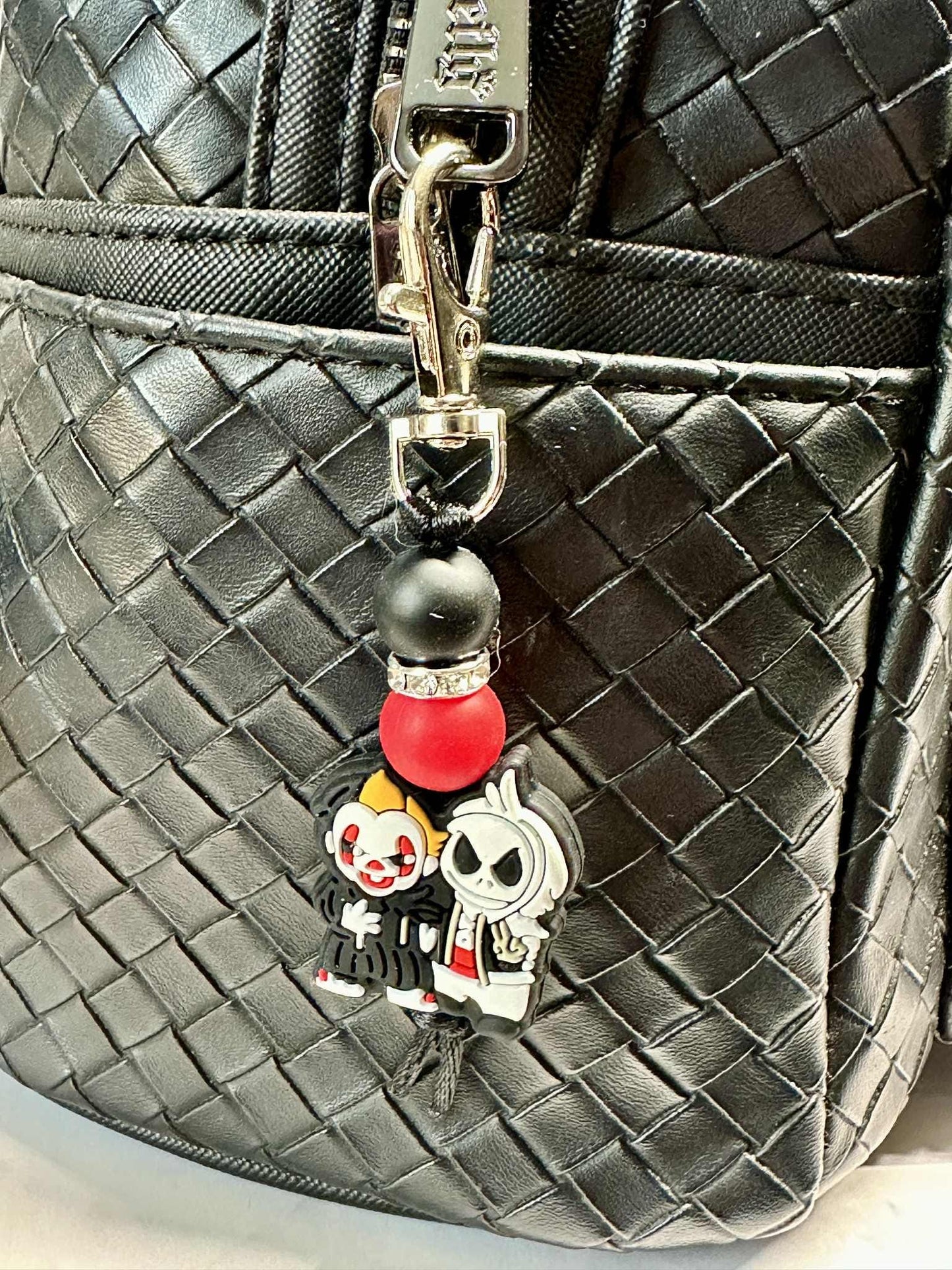 Halloween Clown Keychain, Silicone Bead Keychain, Zipper Pull