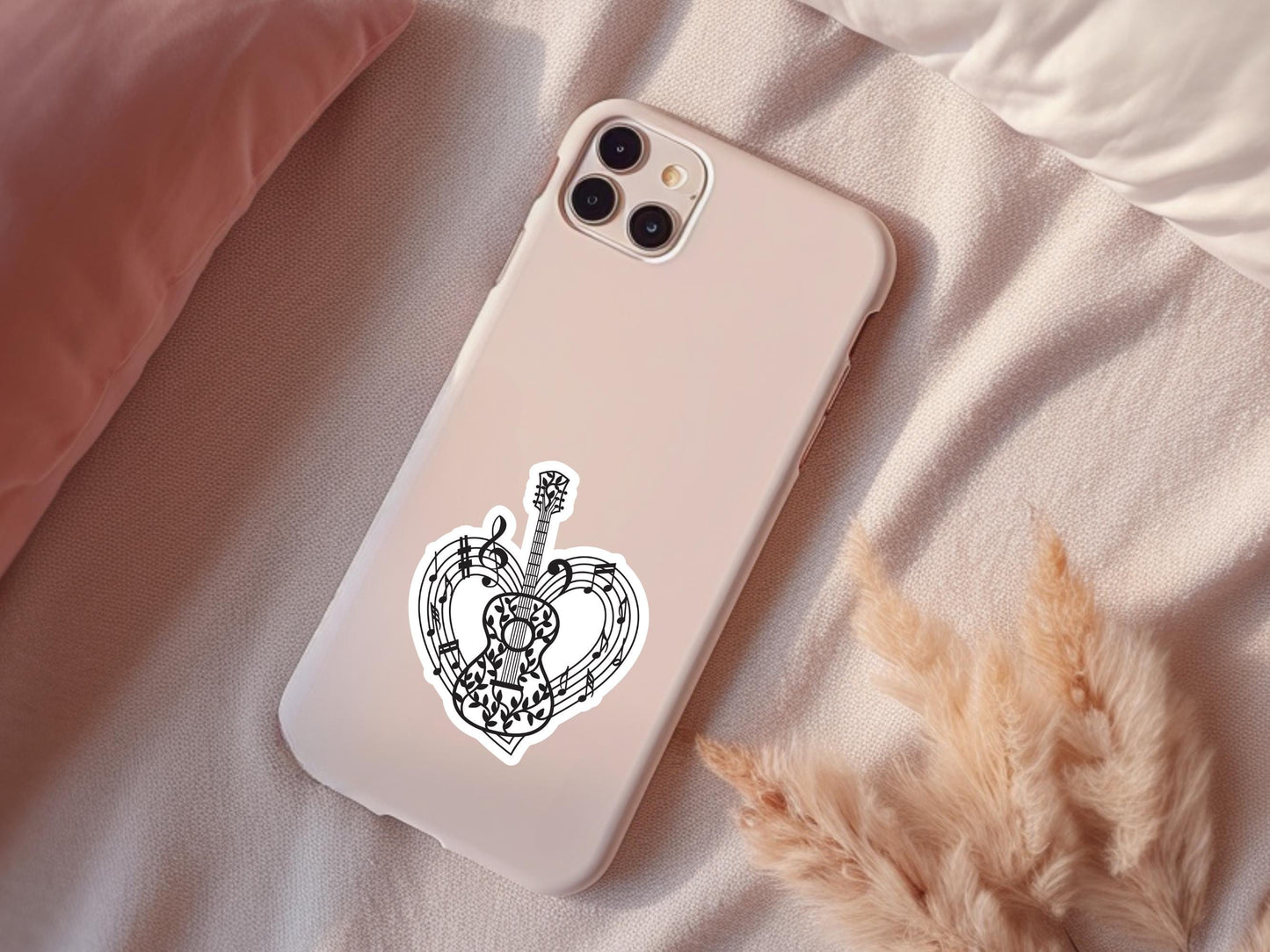 Guitar Heart and Music Notes Sticker